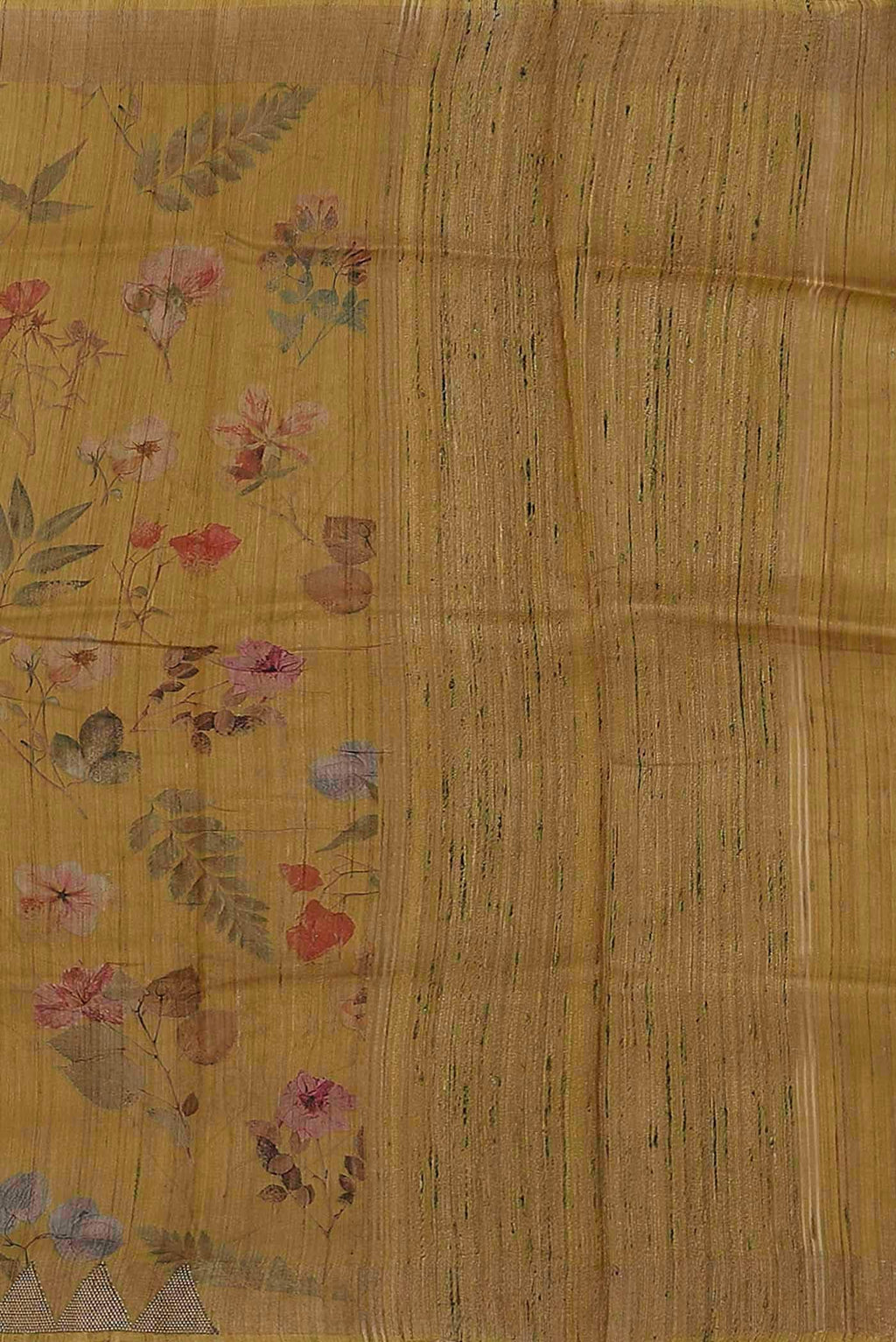 Mustard Tussar Silk Saree