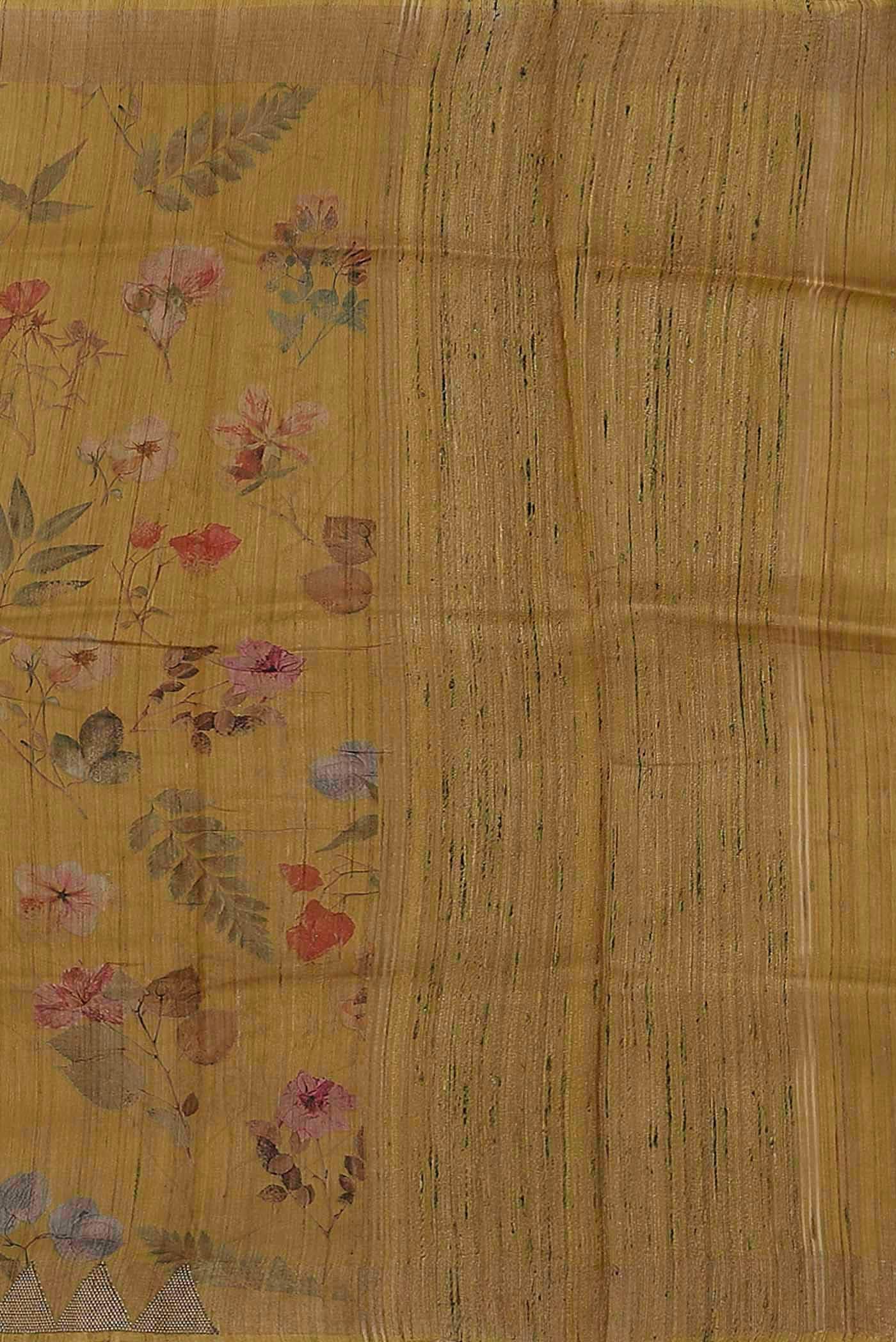 Mustard Tussar Silk Saree