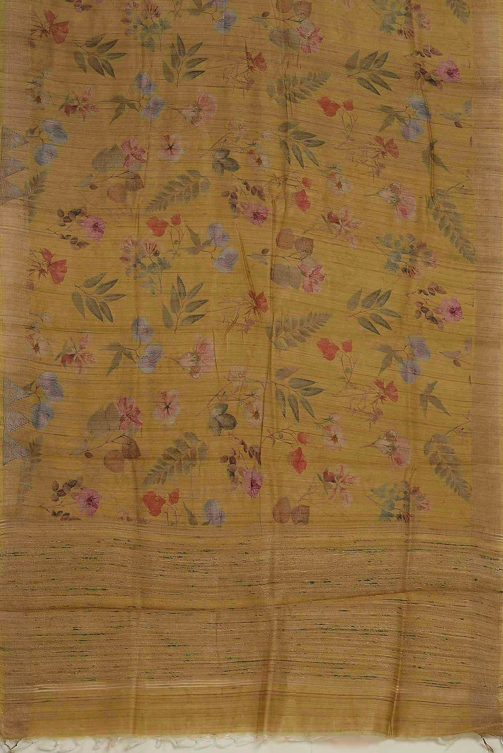 Mustard Tussar Silk Saree