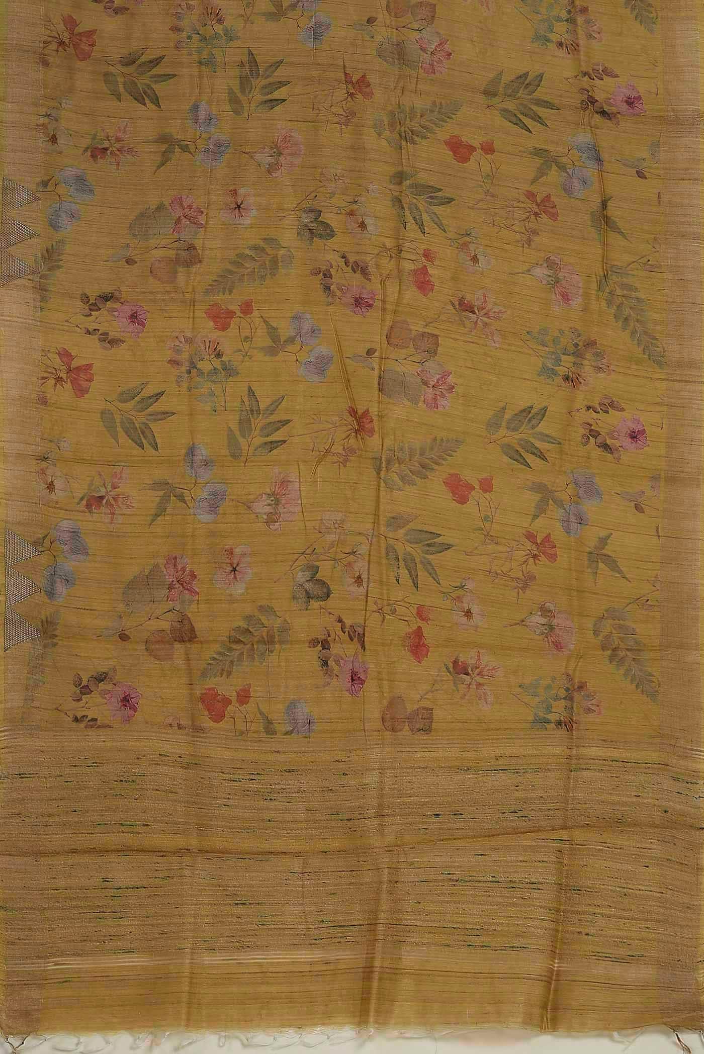 Mustard Tussar Silk Saree