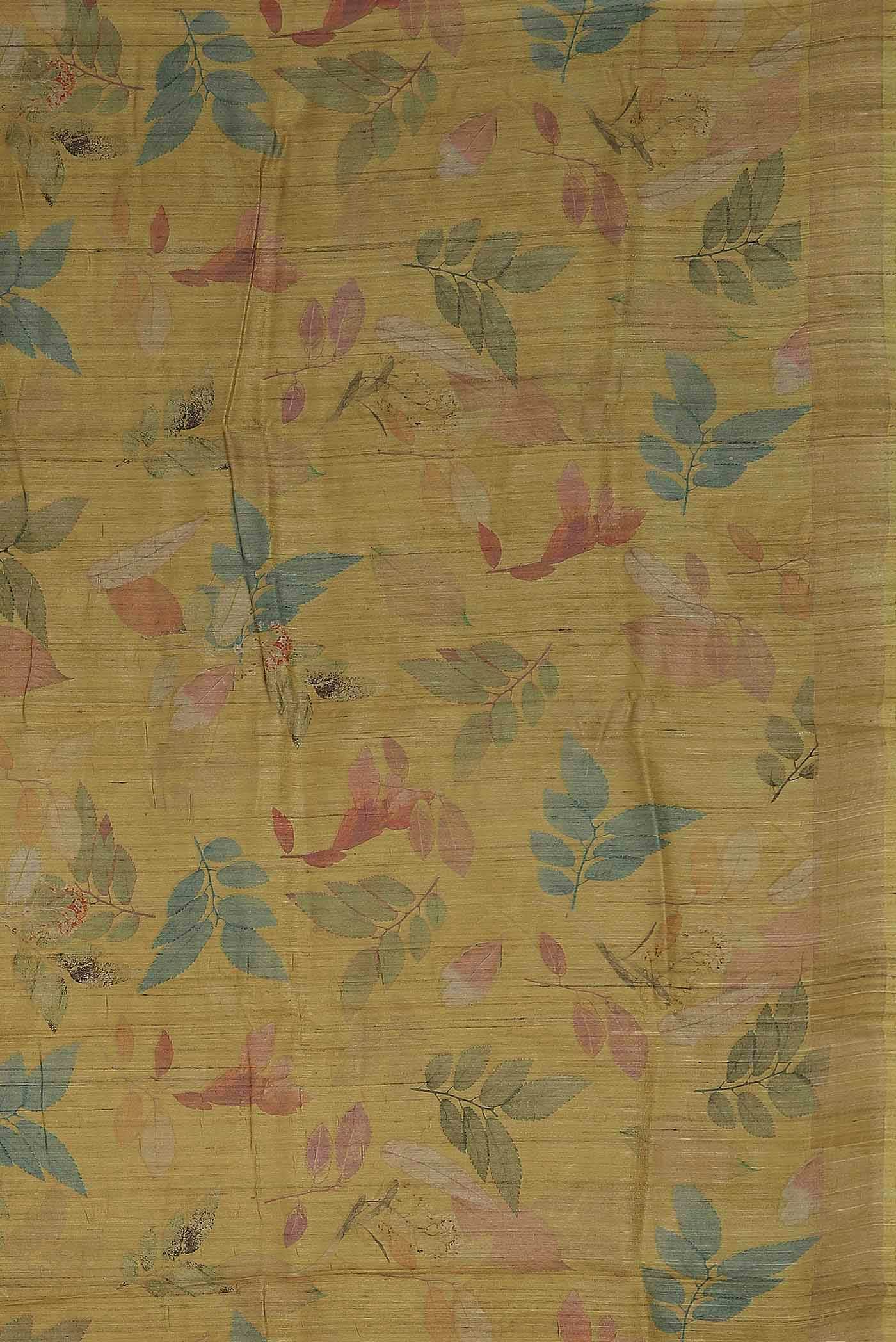 Mustard Tussar Silk Saree