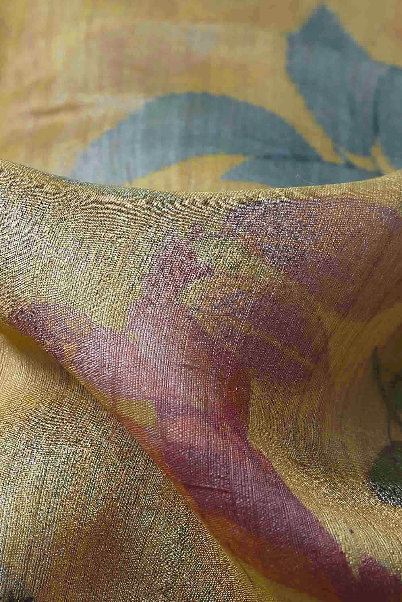 Mustard Tussar Silk Saree