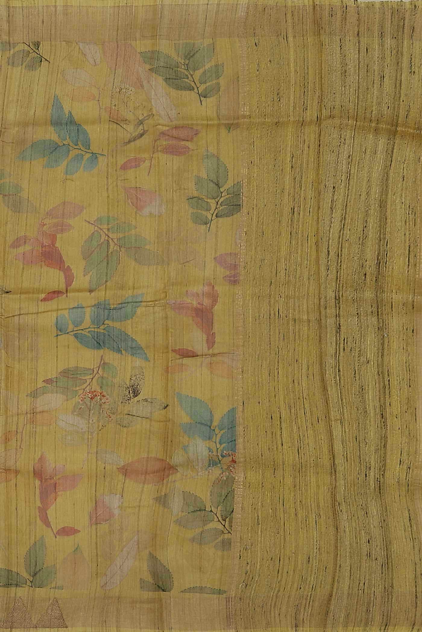 Mustard Tussar Silk Saree