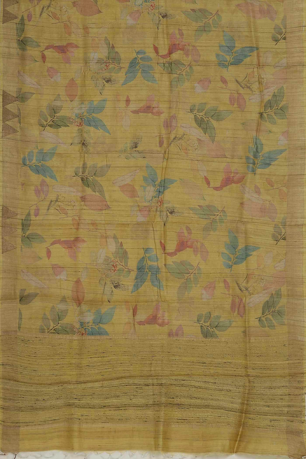 Mustard Tussar Silk Saree
