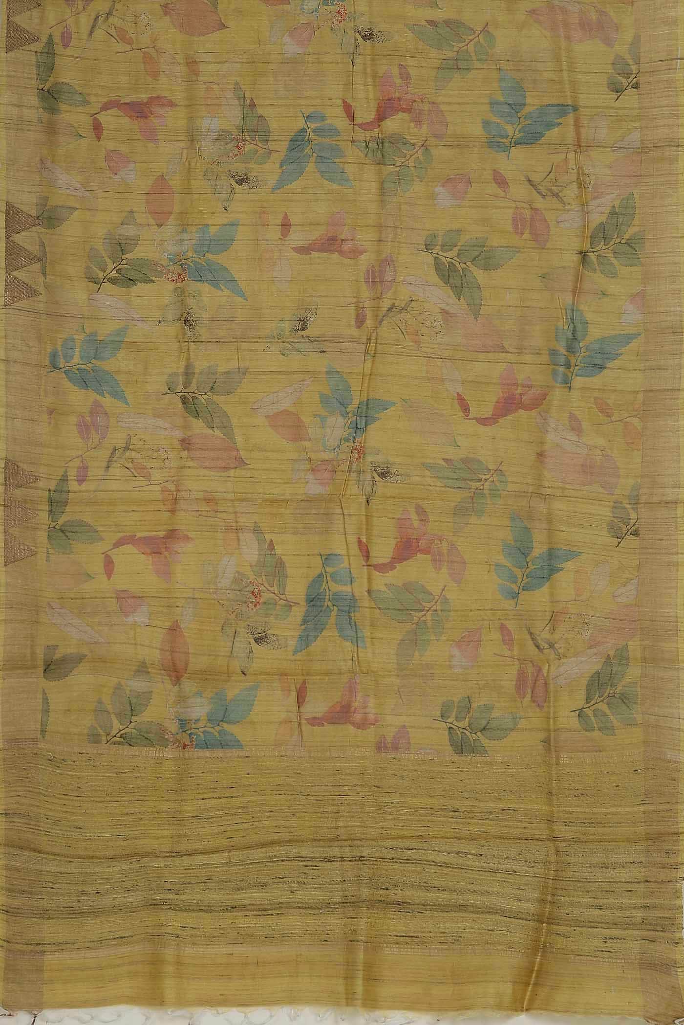 Mustard Tussar Silk Saree