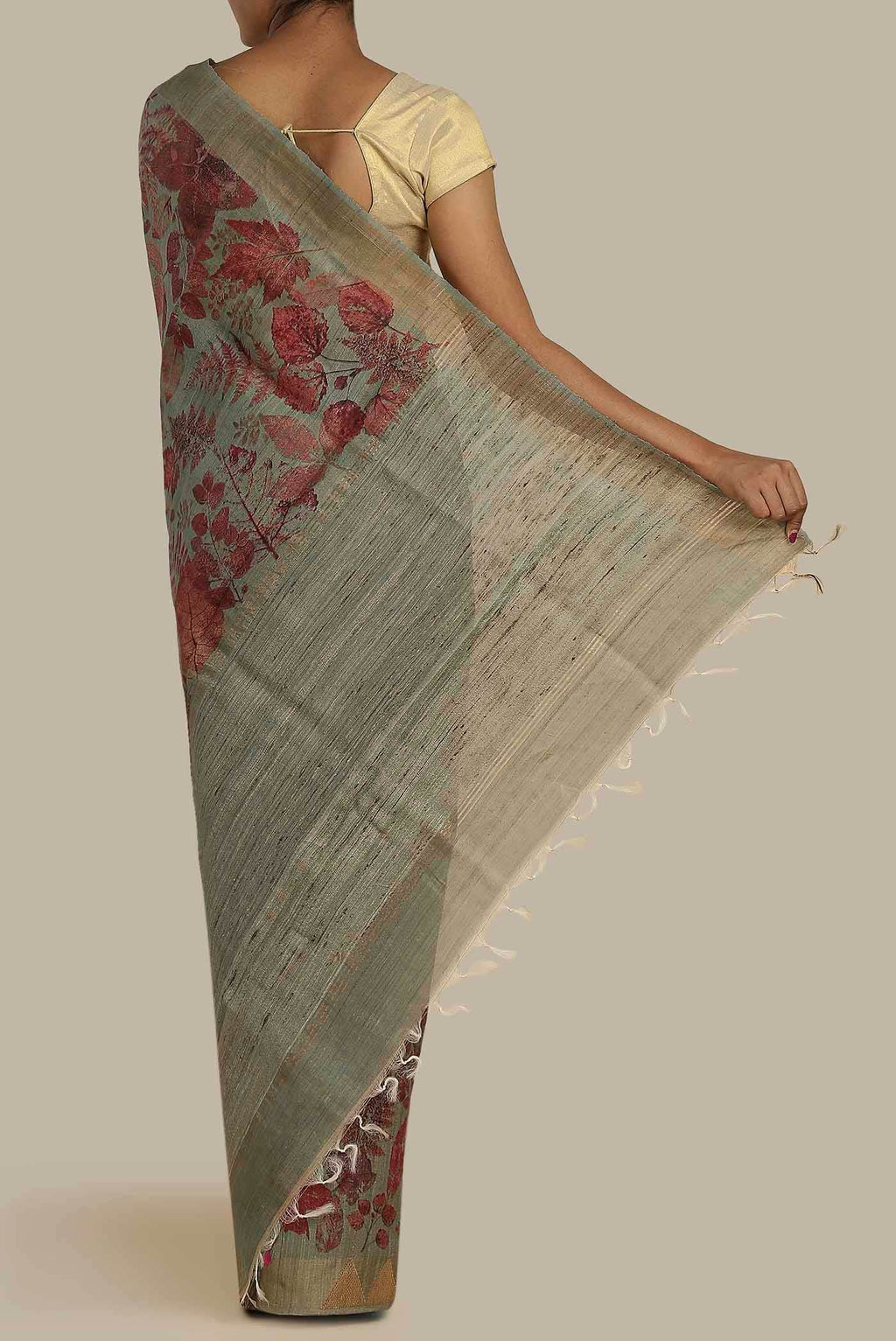 Green Tussar Silk Saree
