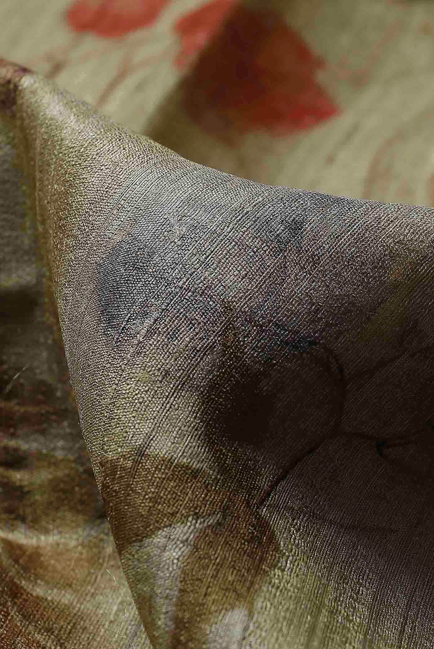 Beige Tussar Silk Saree