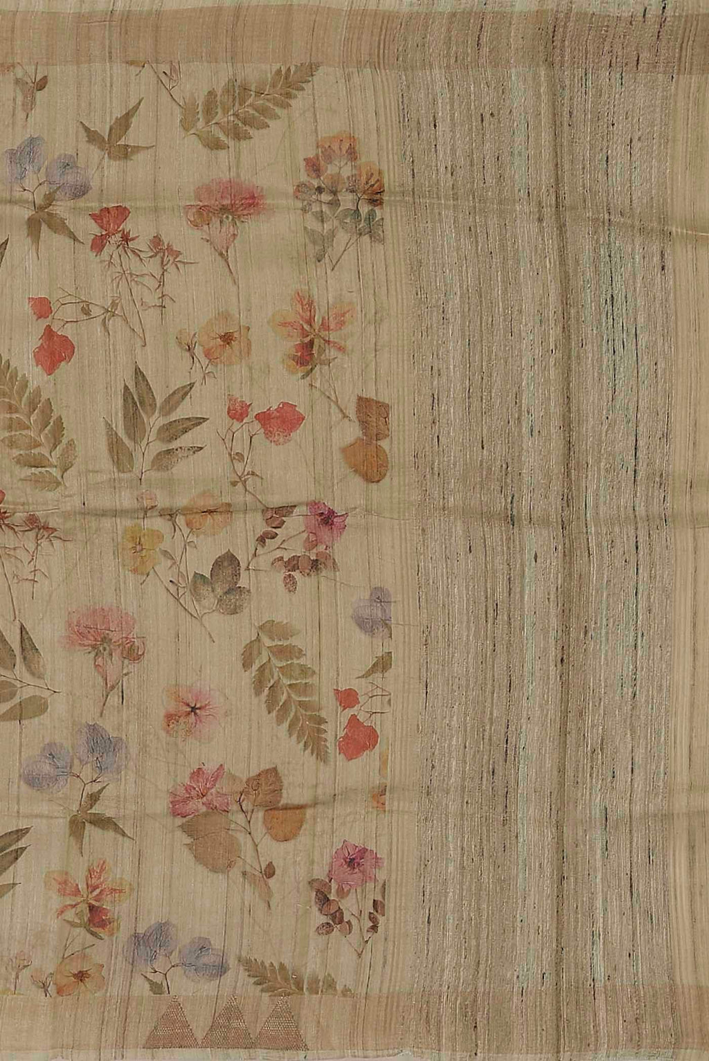 Beige Tussar Silk Saree