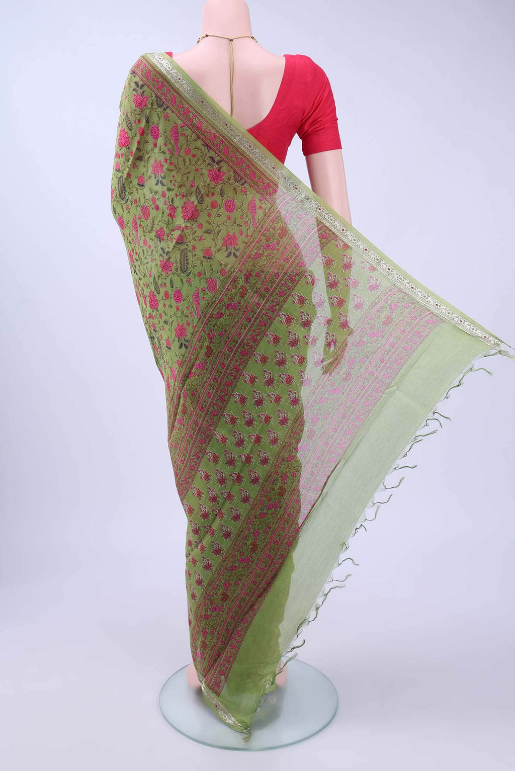 Green Chanderi Silk Cotton Saree