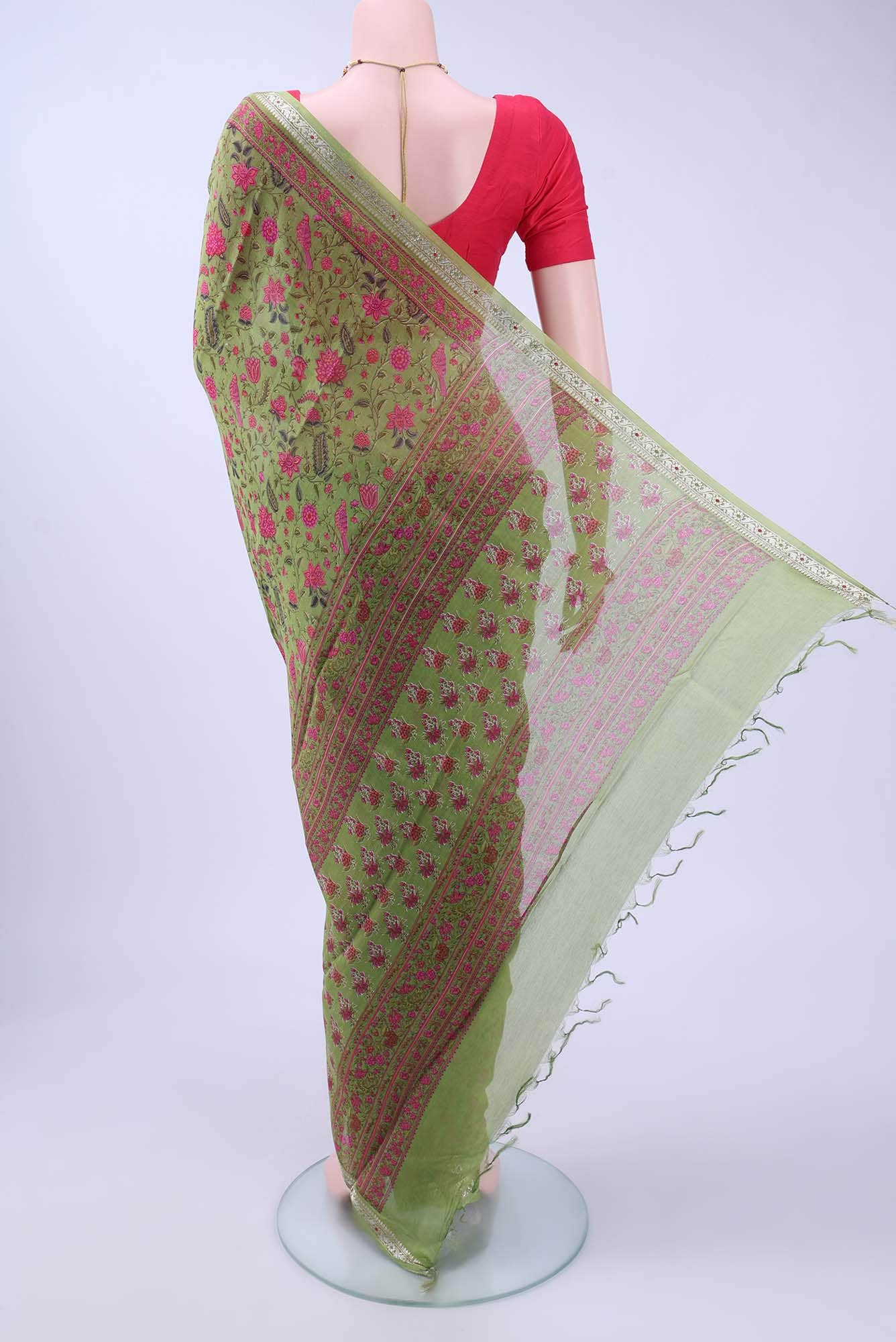 Green Chanderi Silk Cotton Saree