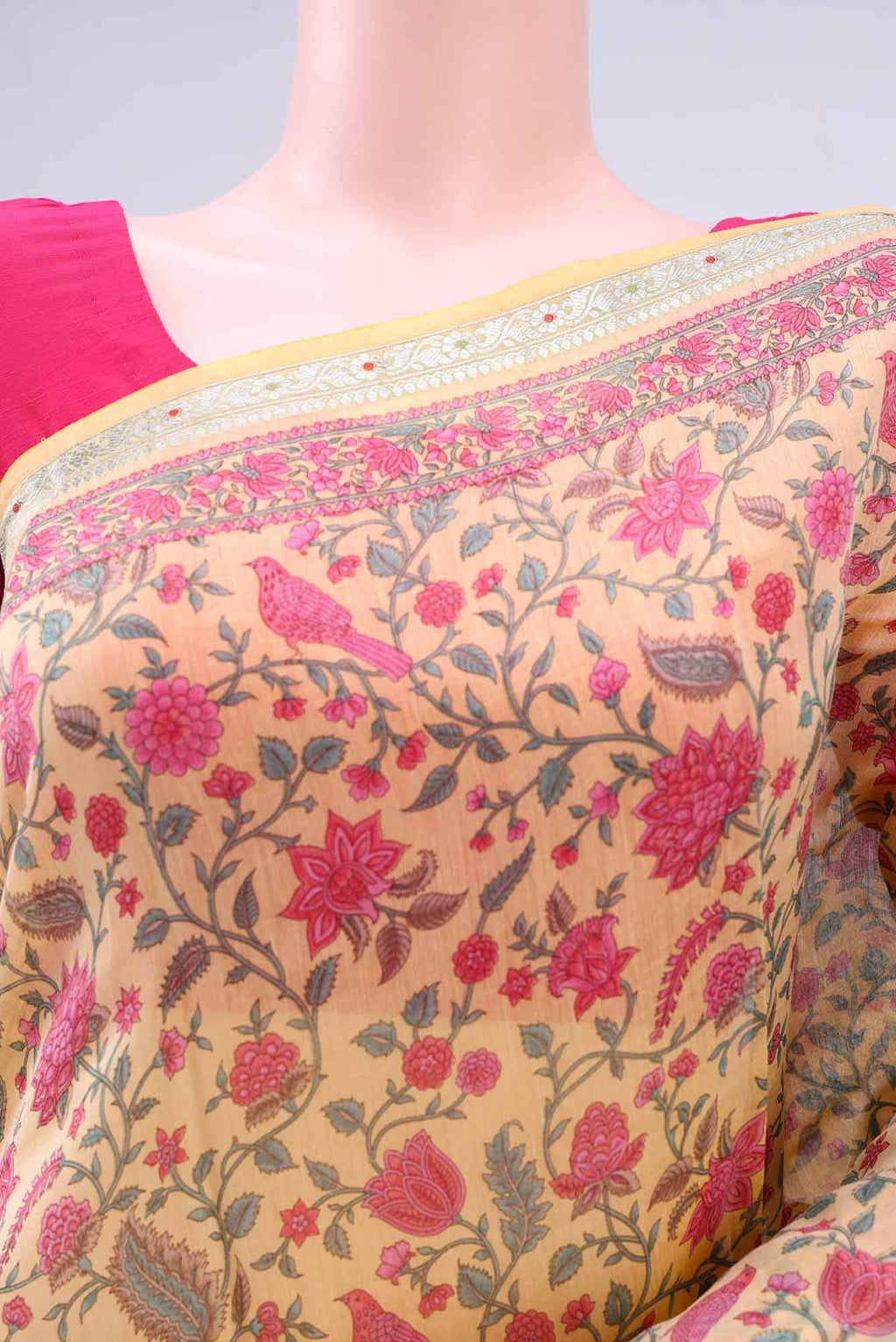 Yellow Chanderi Silk Cotton Saree