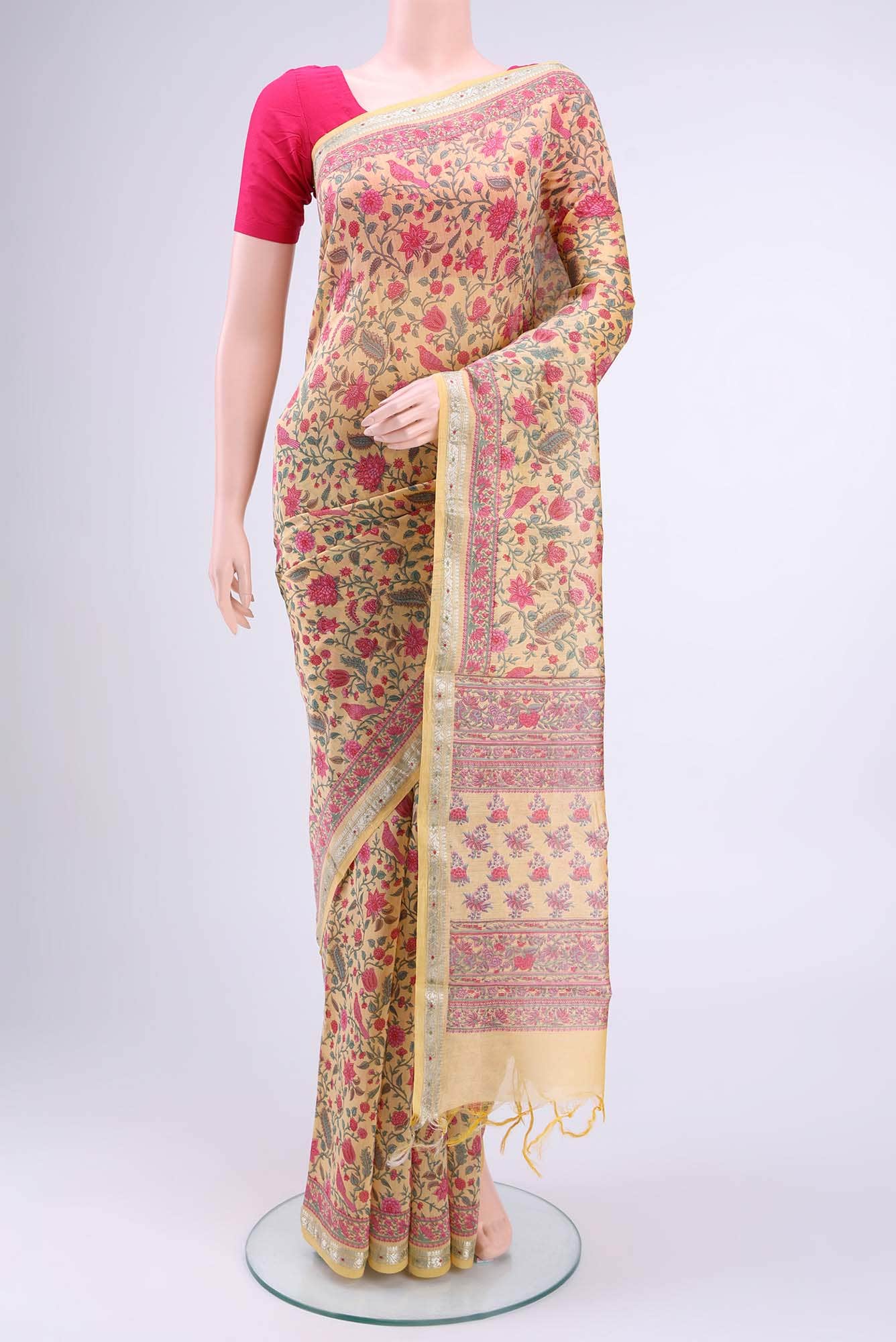 Yellow Chanderi Silk Cotton Saree