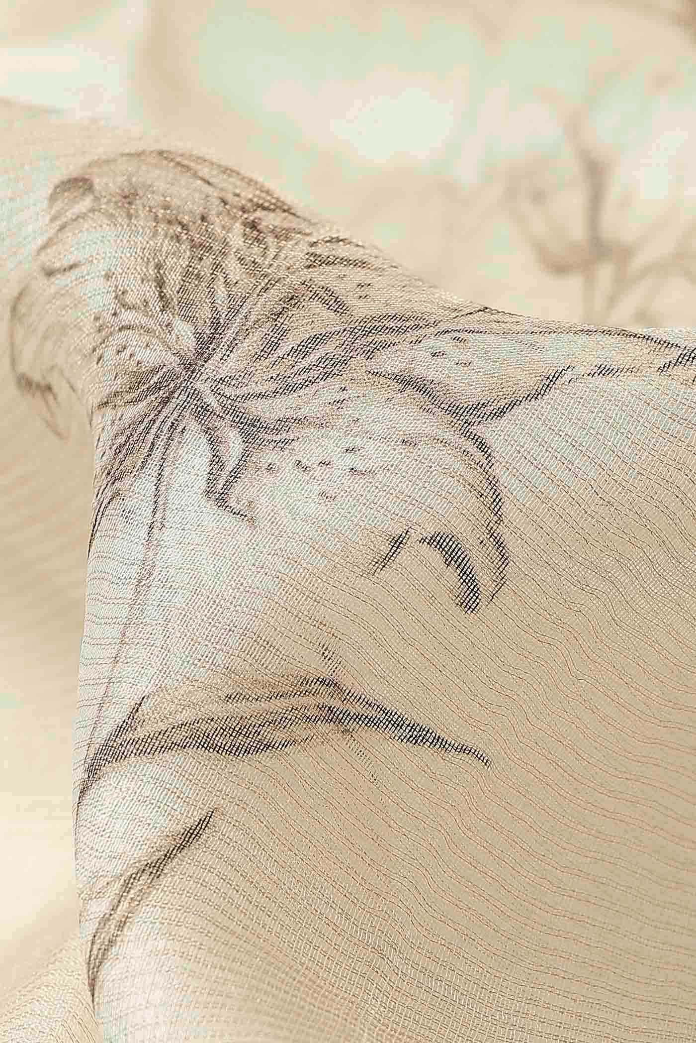 Cream Tussar Silk Saree