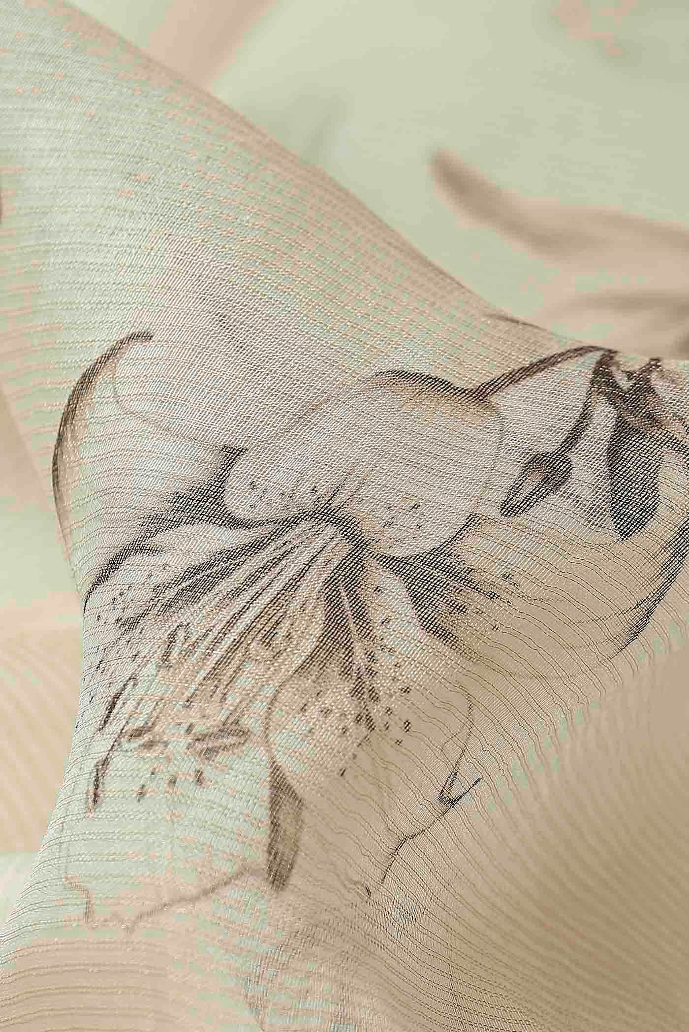Cream Tussar Silk Saree