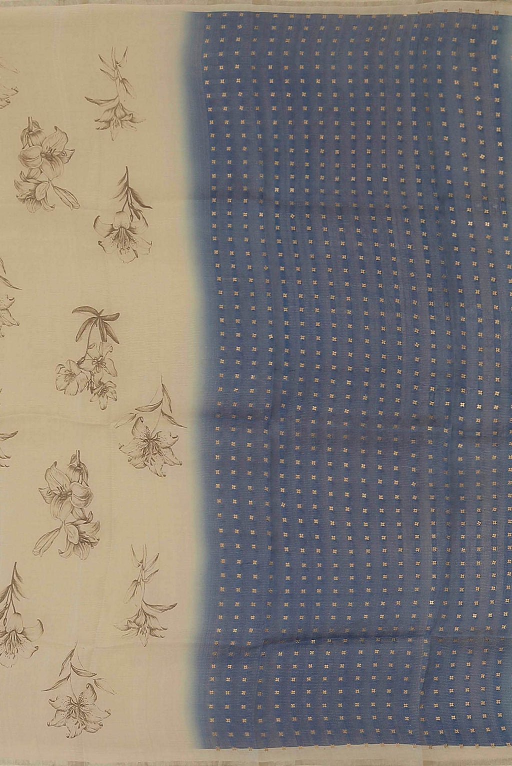 Cream Tussar Silk Saree