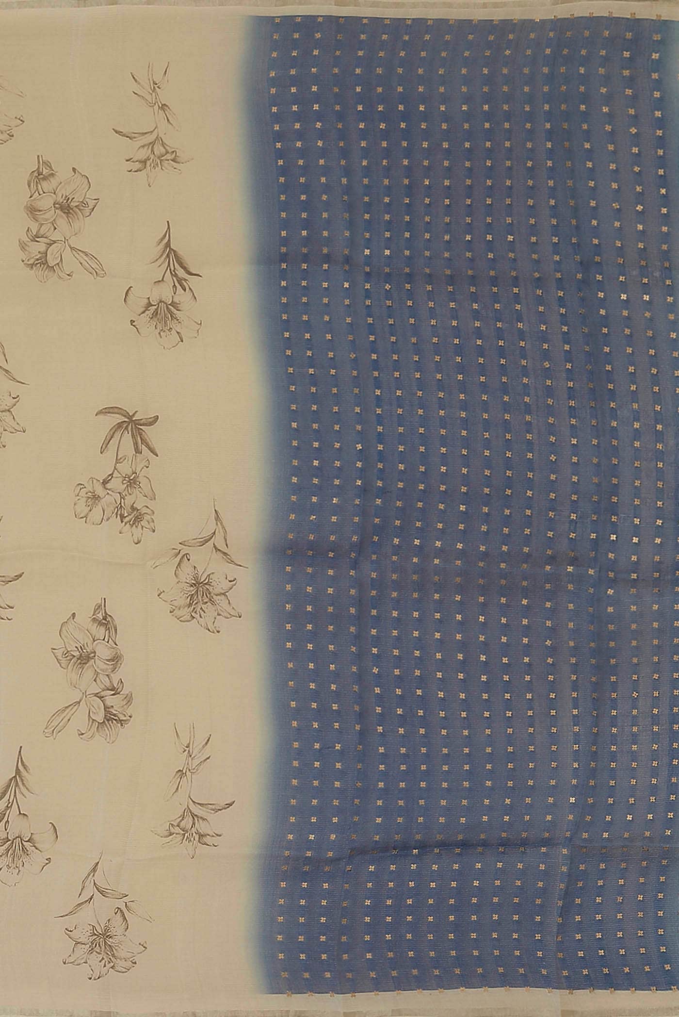 Cream Tussar Silk Saree