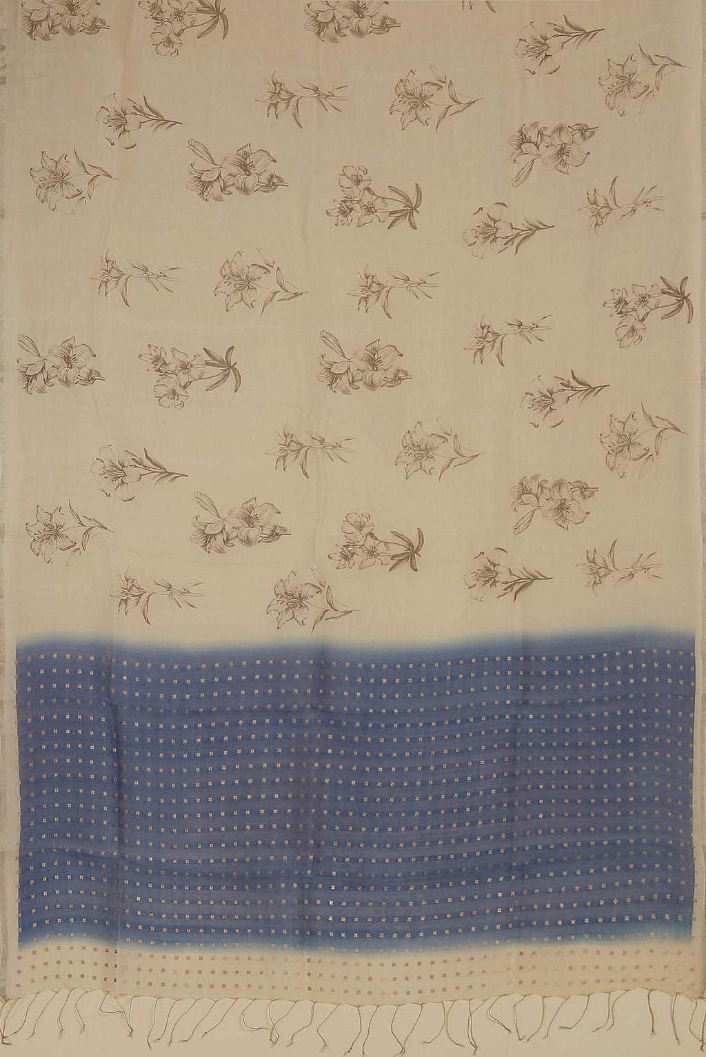 Cream Tussar Silk Saree