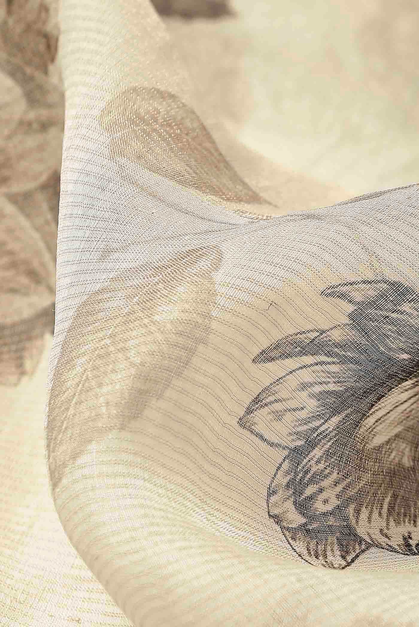 Cream Organza Silk Saree