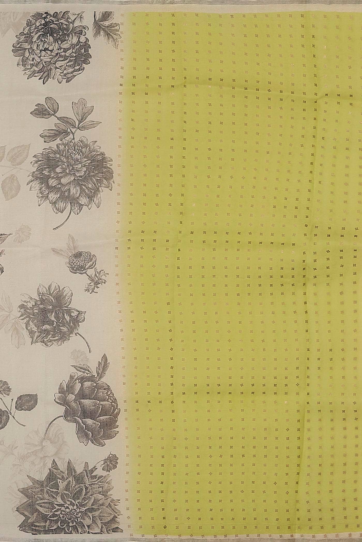 Cream Organza Silk Saree