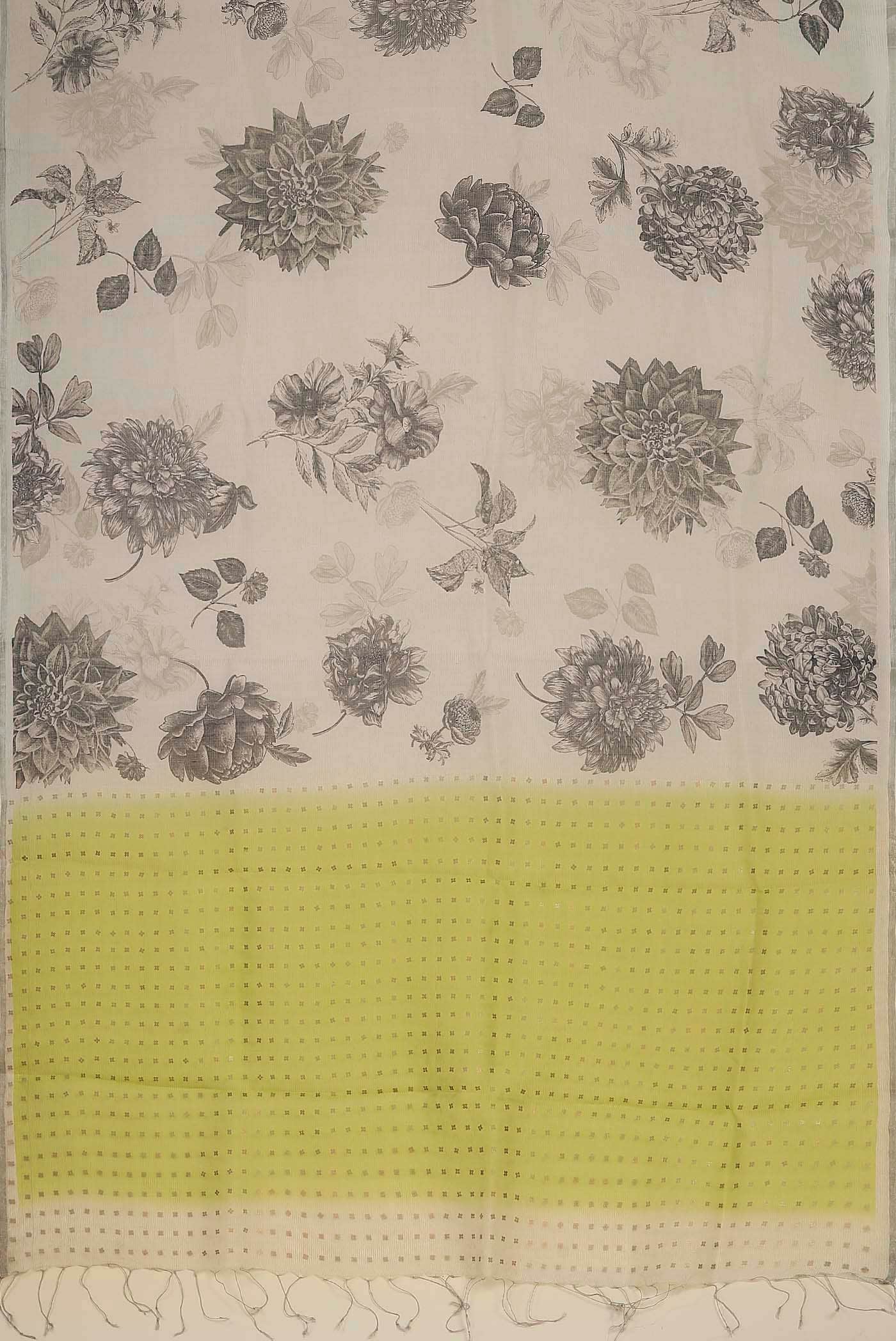 Cream Organza Silk Saree