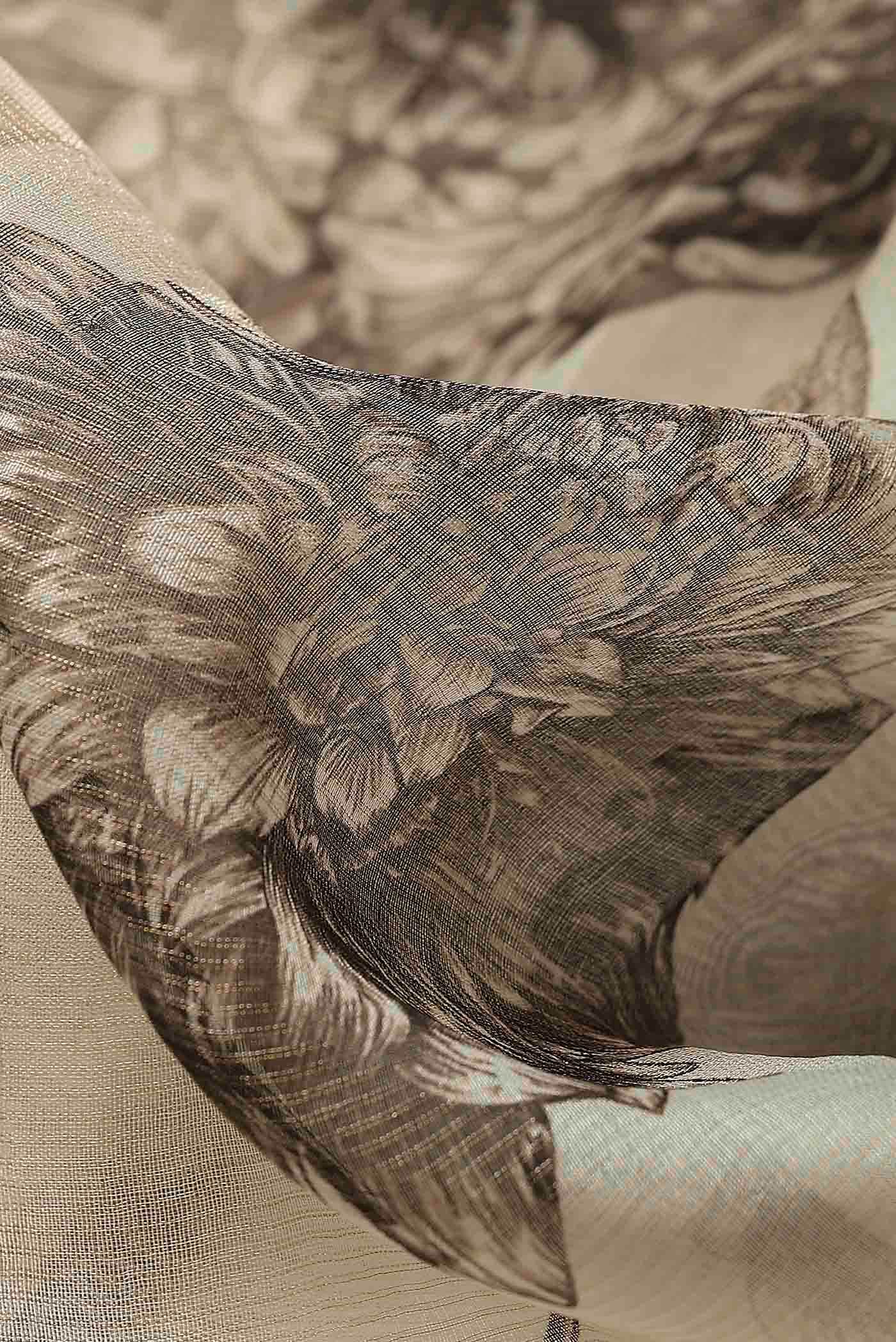Cream Tussar Silk Saree