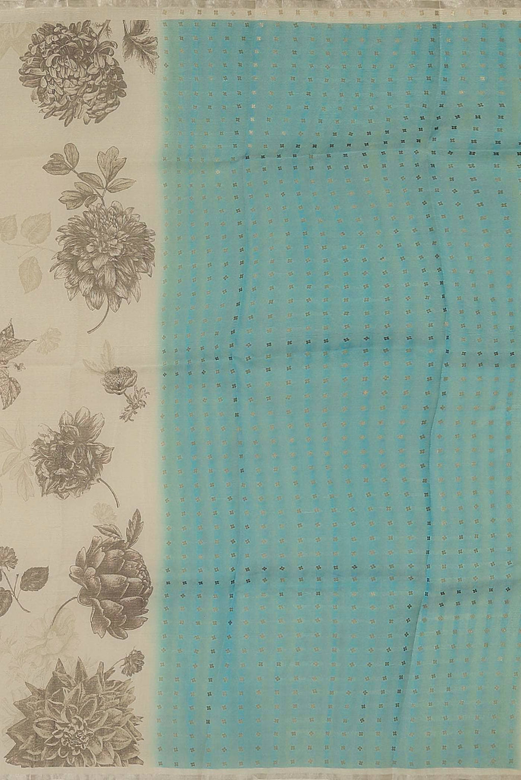 Cream Tussar Silk Saree