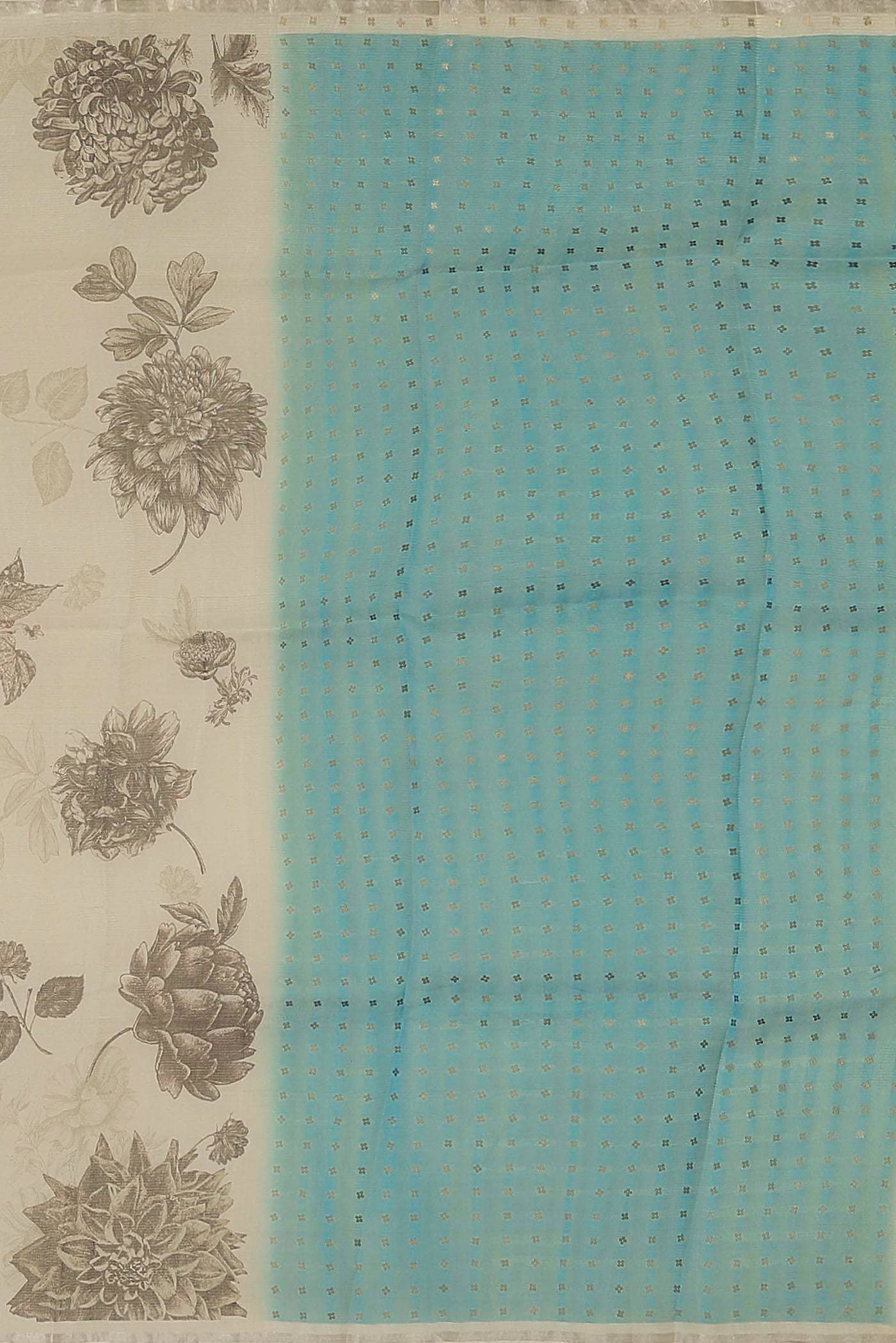 Cream Tussar Silk Saree