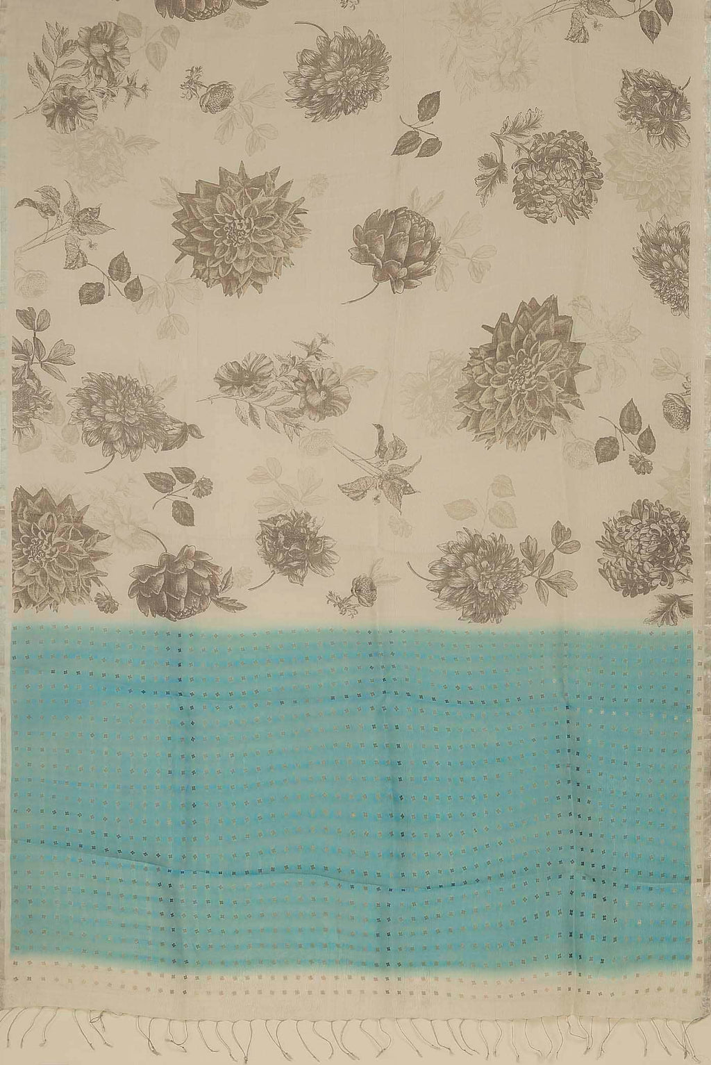 Cream Tussar Silk Saree