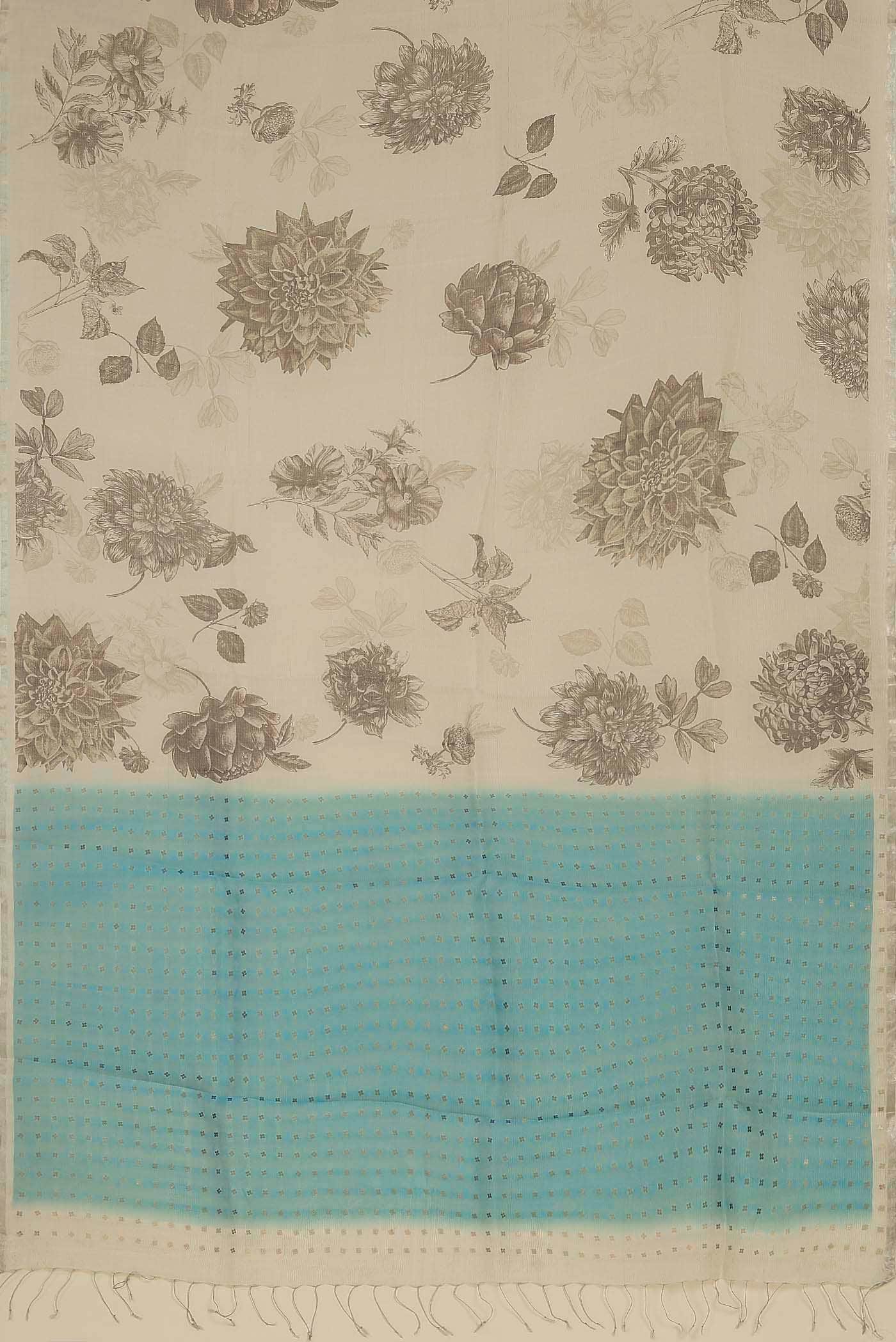 Cream Tussar Silk Saree