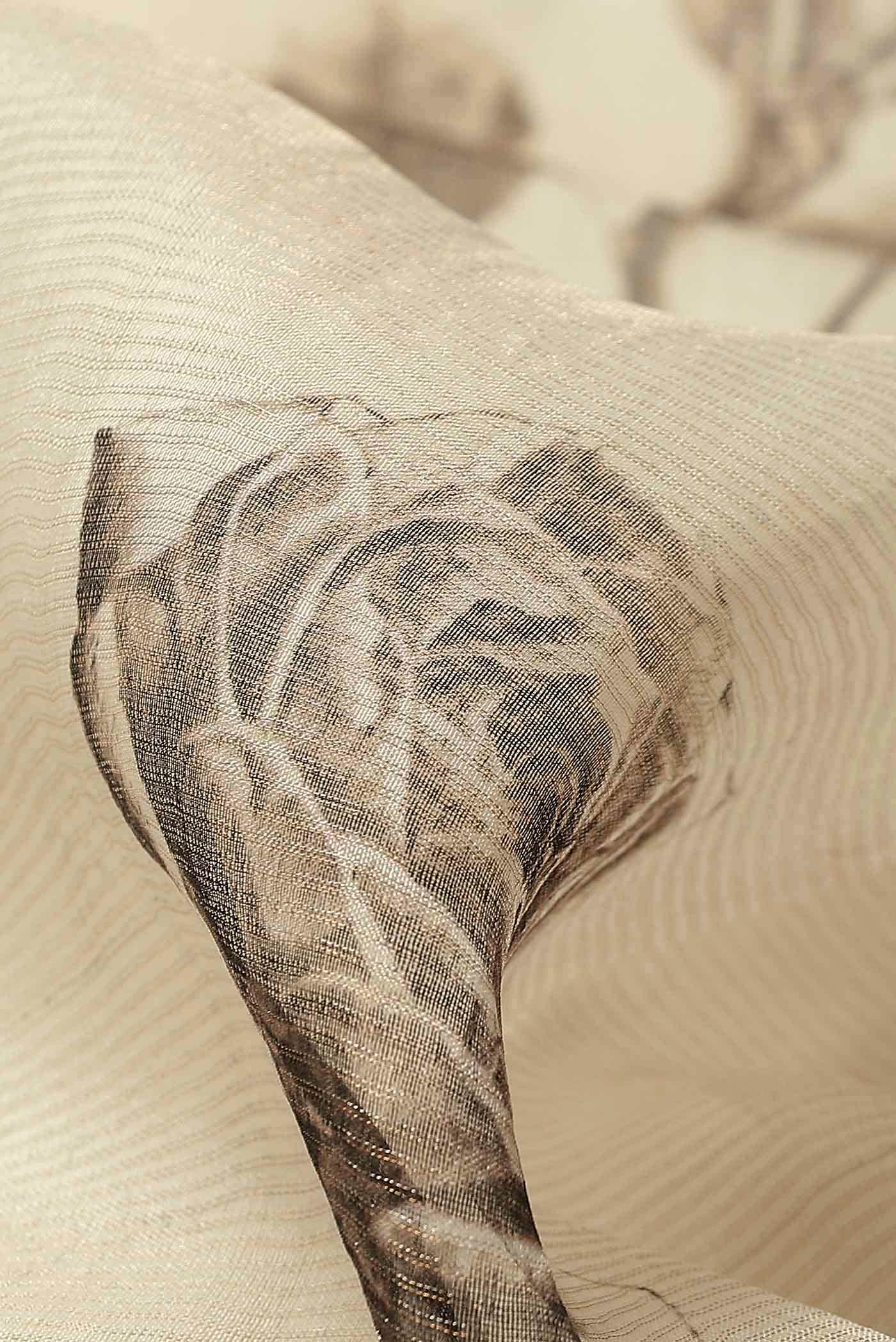 Cream Organza Silk Saree