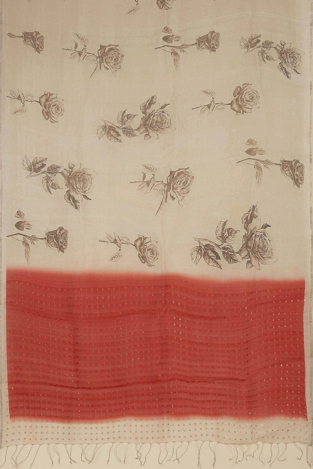 Cream Organza Silk Saree