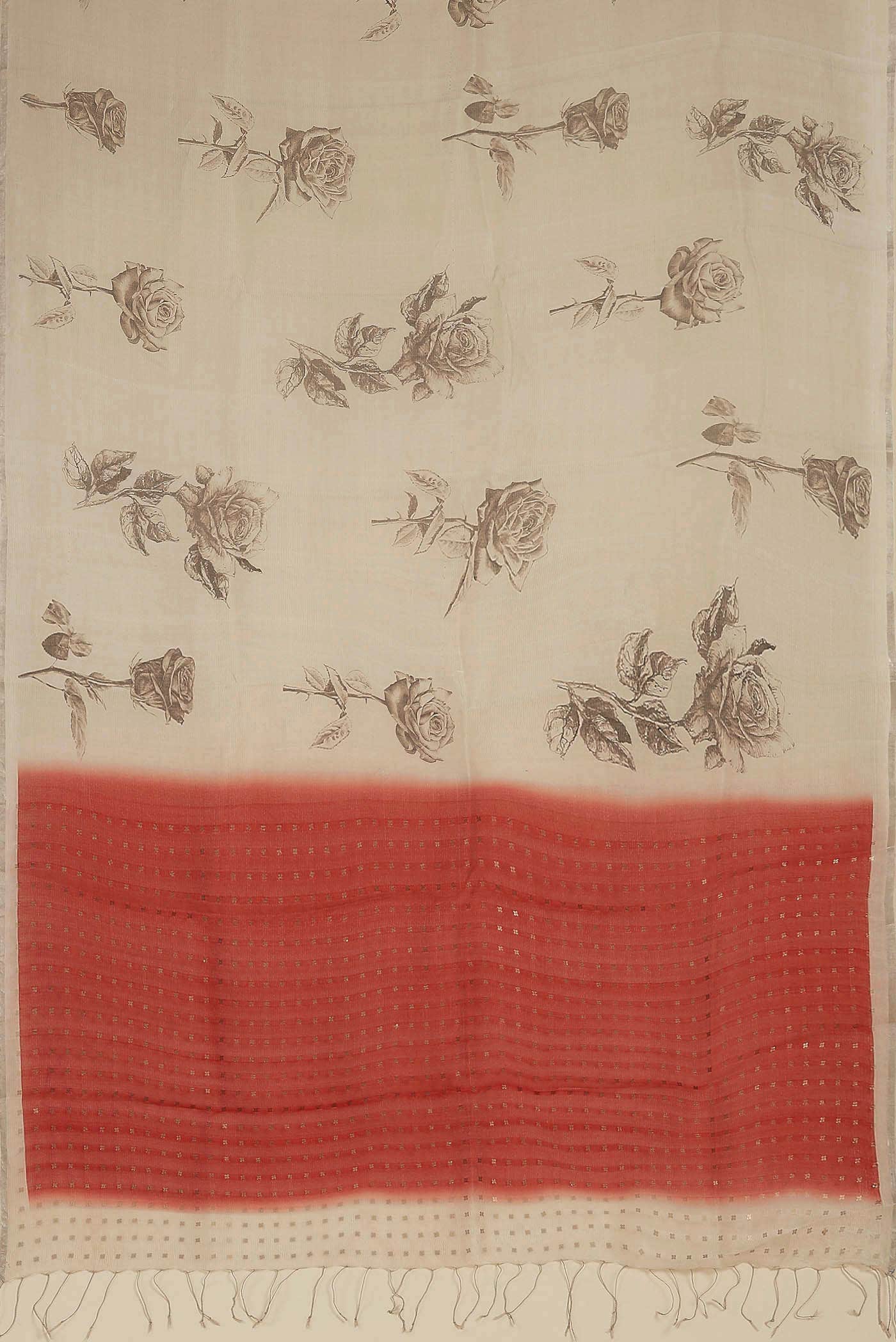 Cream Organza Silk Saree