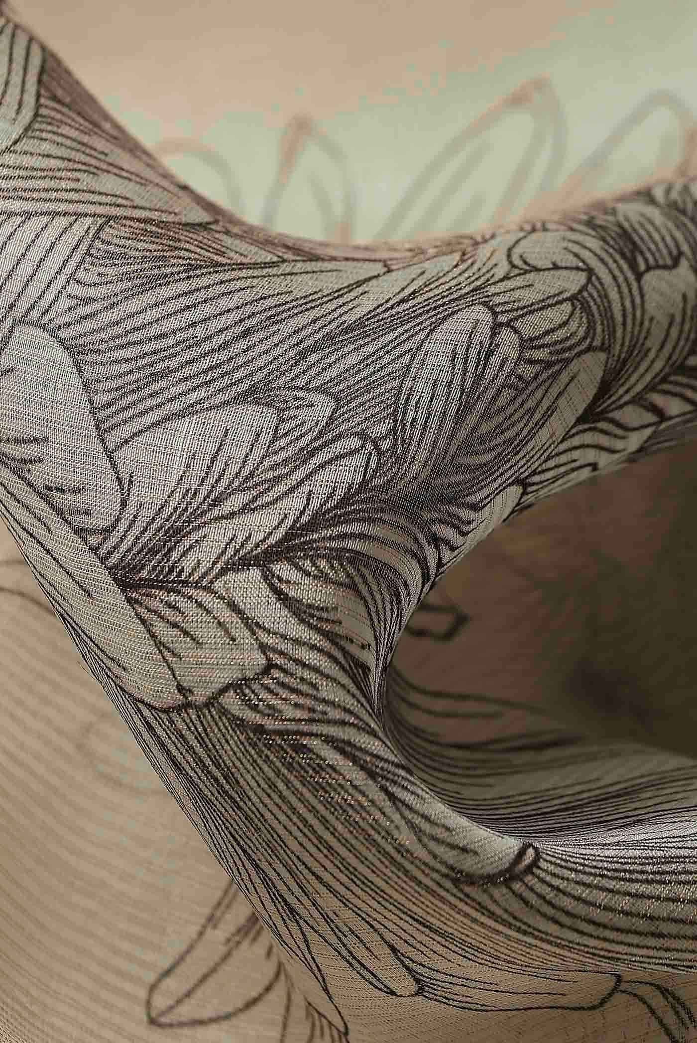 Cream Tussar Silk Saree