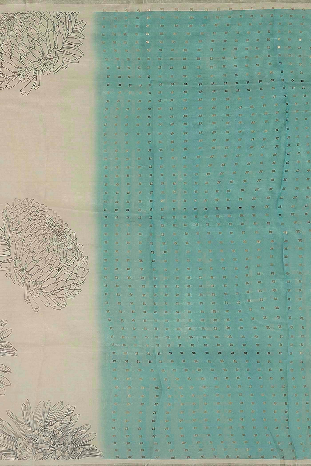 Cream Tussar Silk Saree