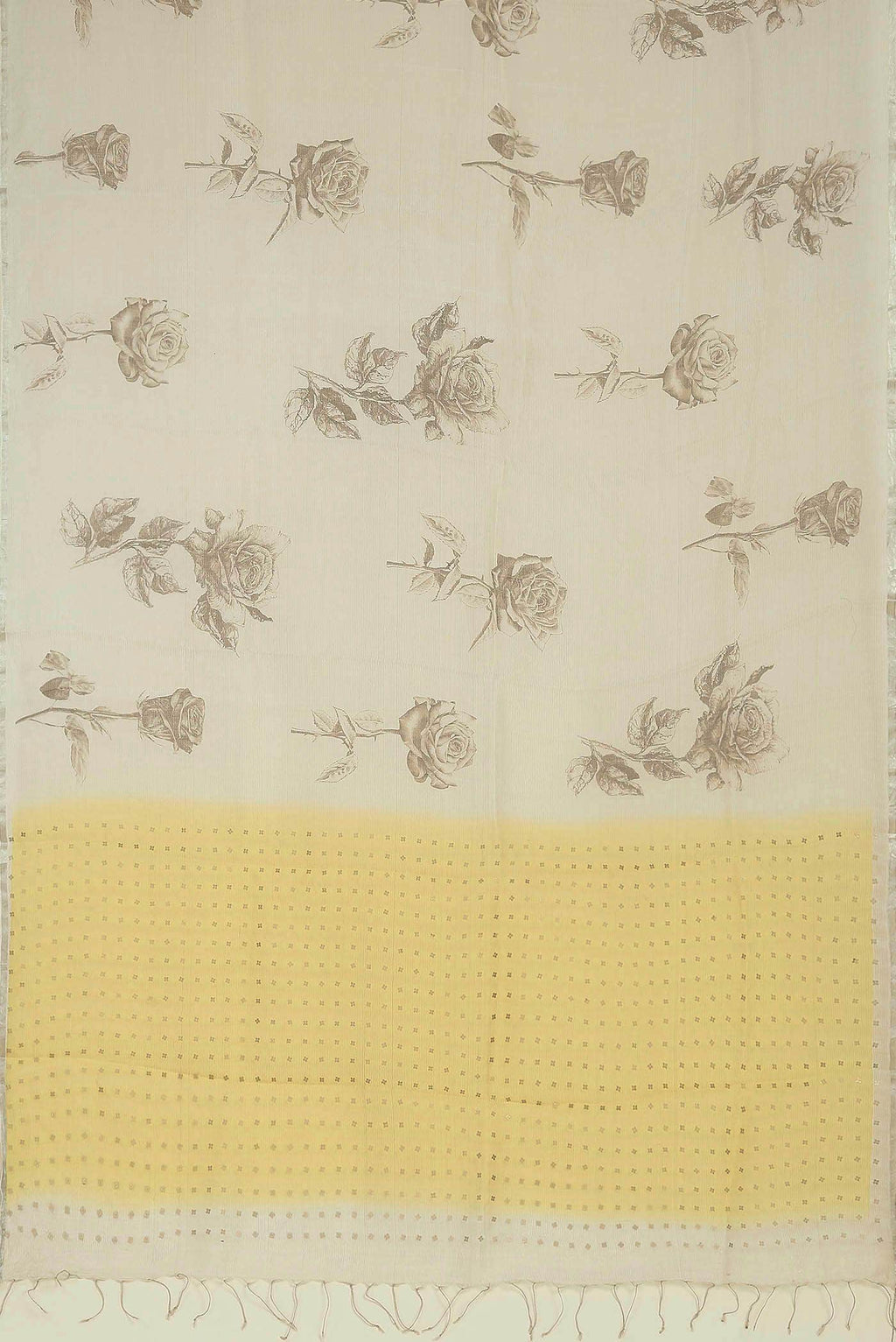 Cream Organza Silk Saree
