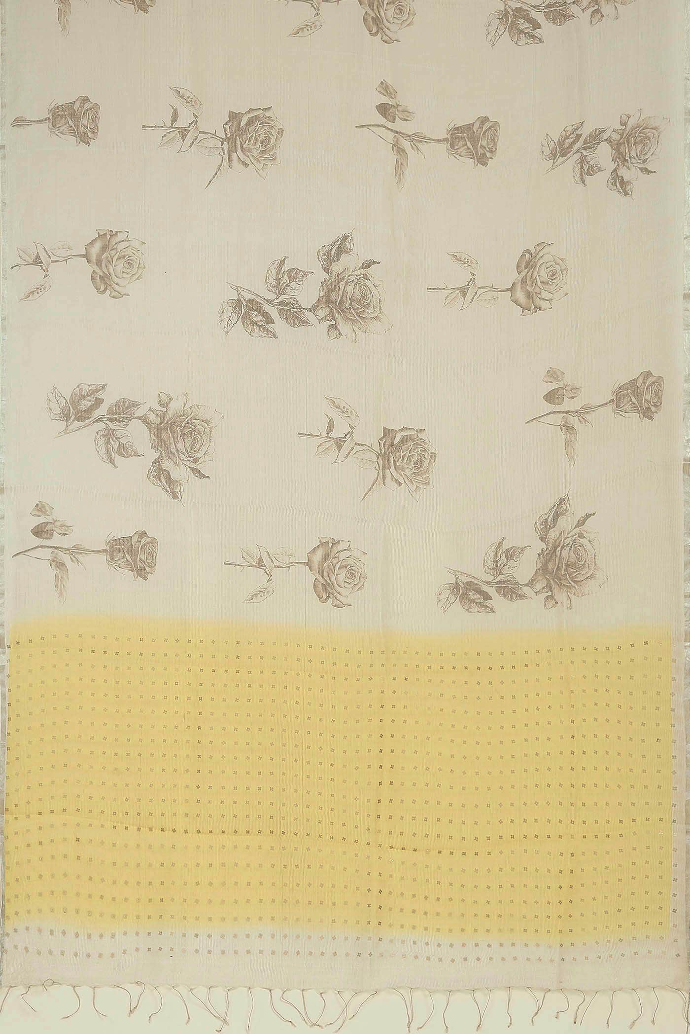 Cream Organza Silk Saree