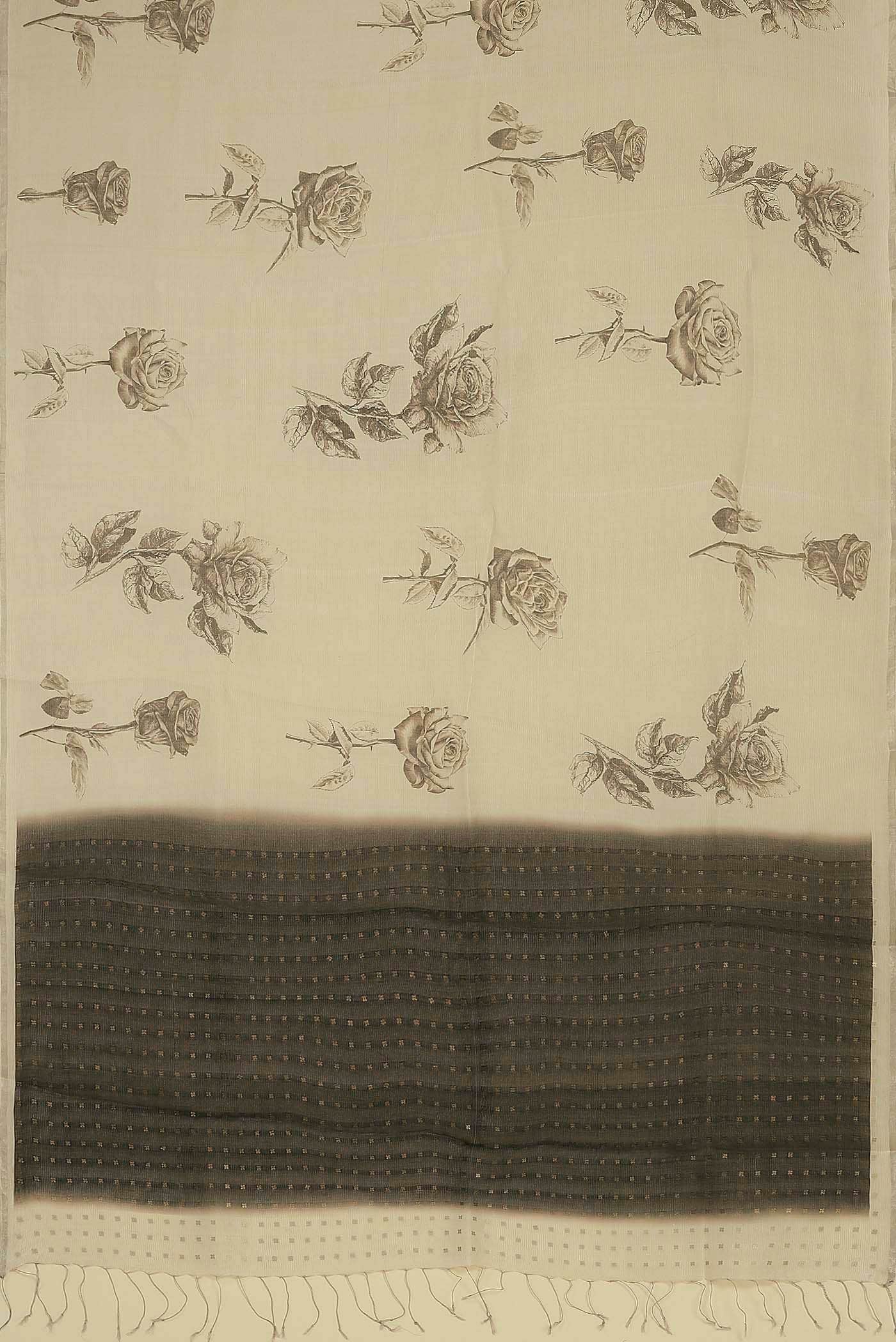 Cream Tussar Silk Saree