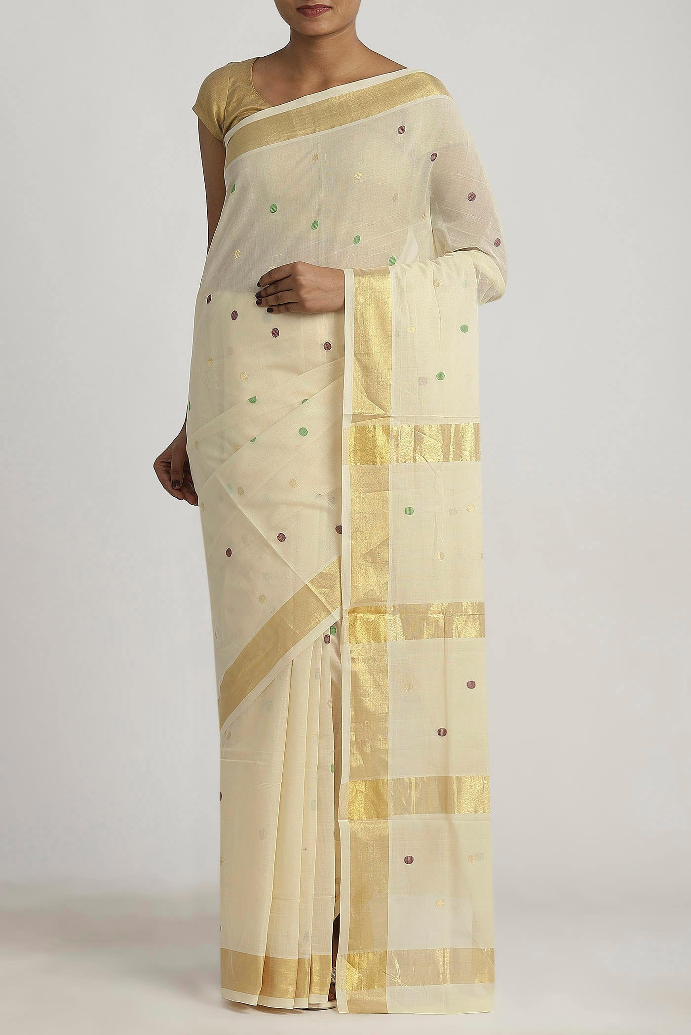 Cream Venkatagiri Cotton Saree