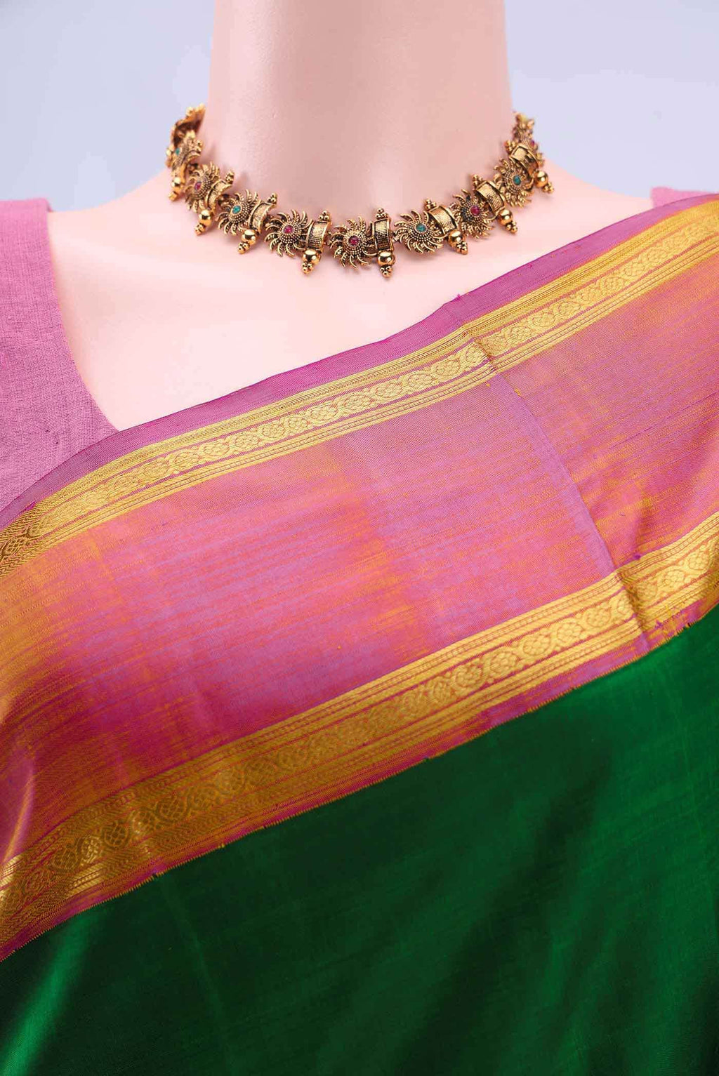 Bottle Green Kanchipuram Silk Saree