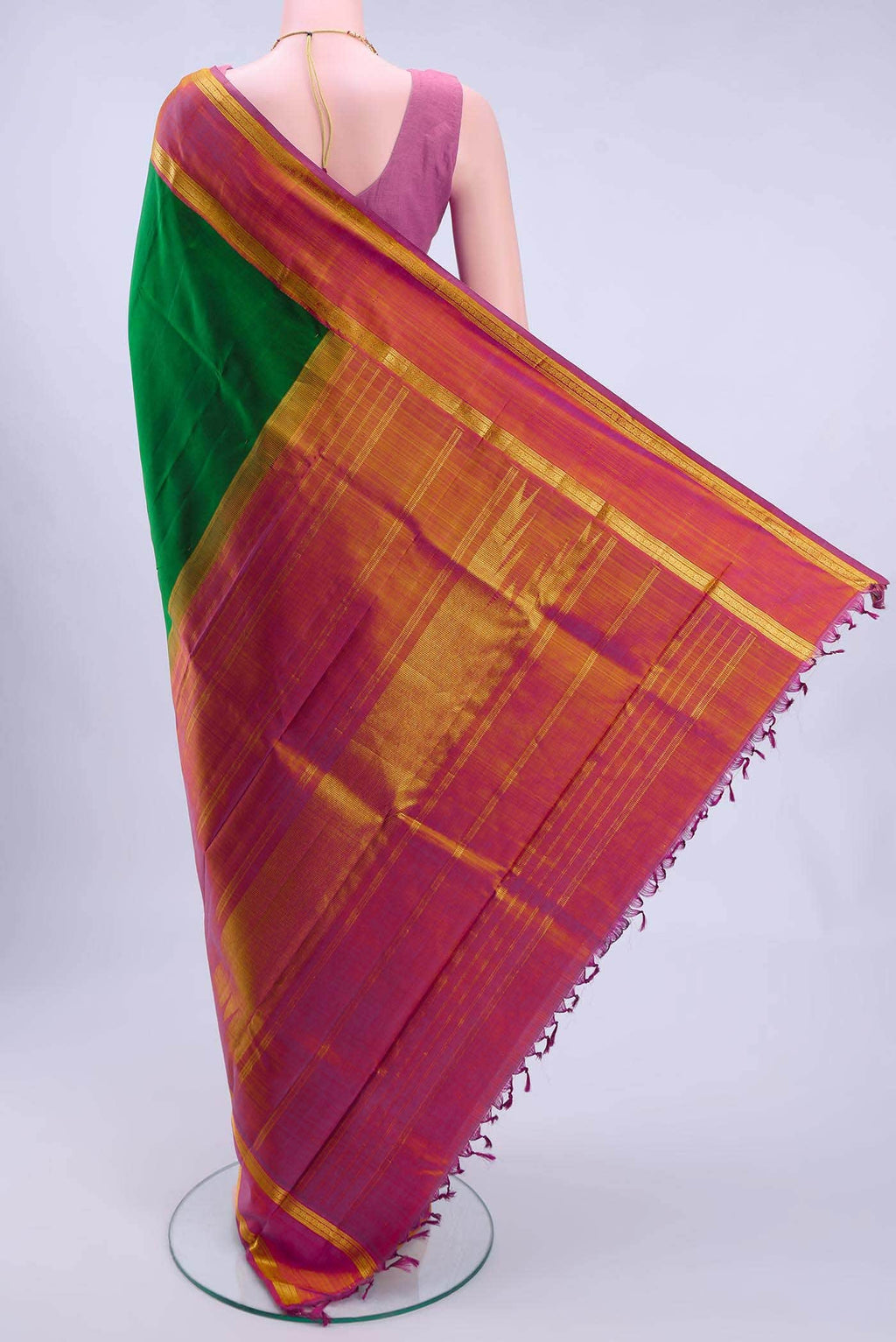 Bottle Green Kanchipuram Silk Saree