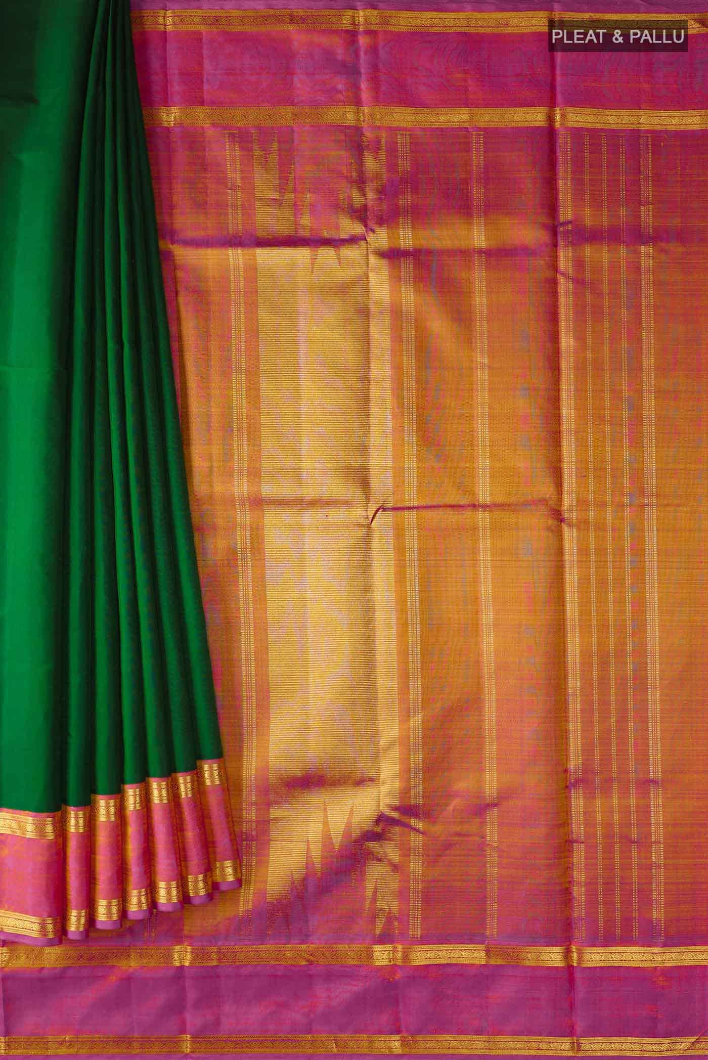 Bottle Green Kanchipuram Silk Saree