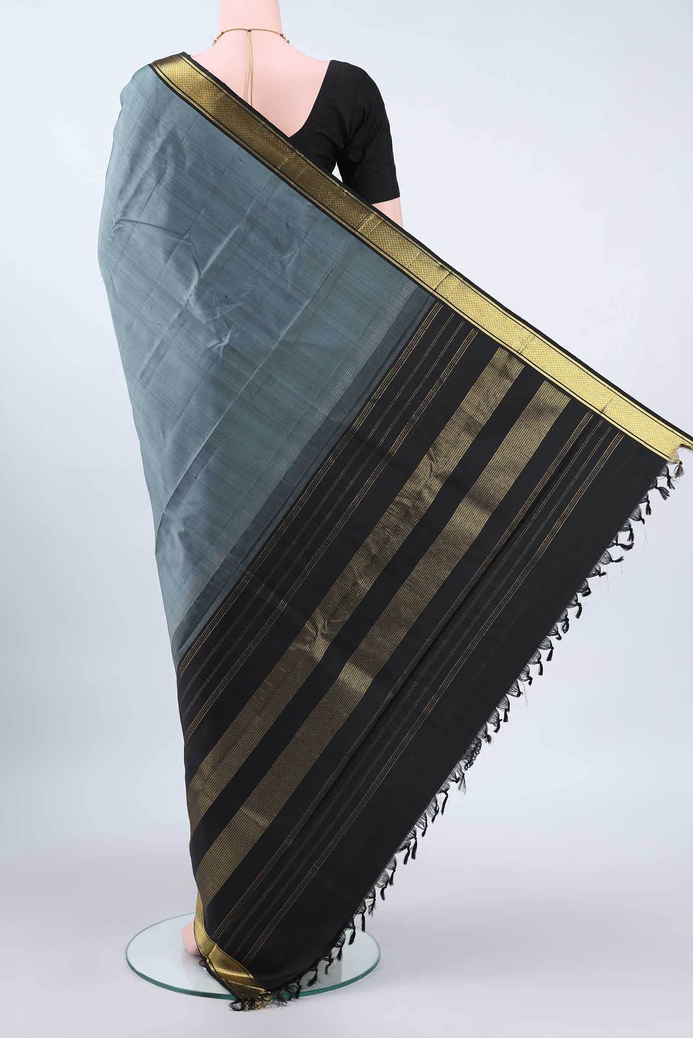 Davys Grey Dual Tone Kanchipuram Silk Saree