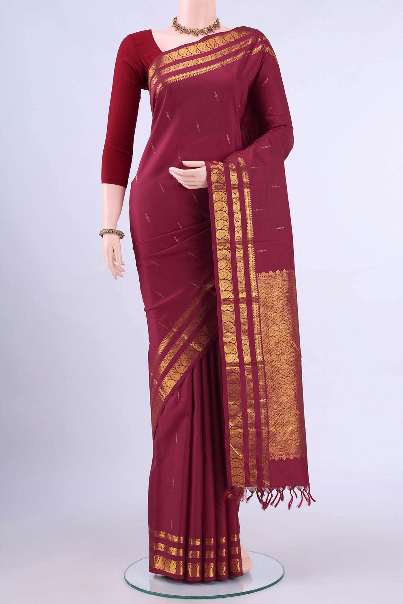 Maroon Kanchipuram Silk Saree