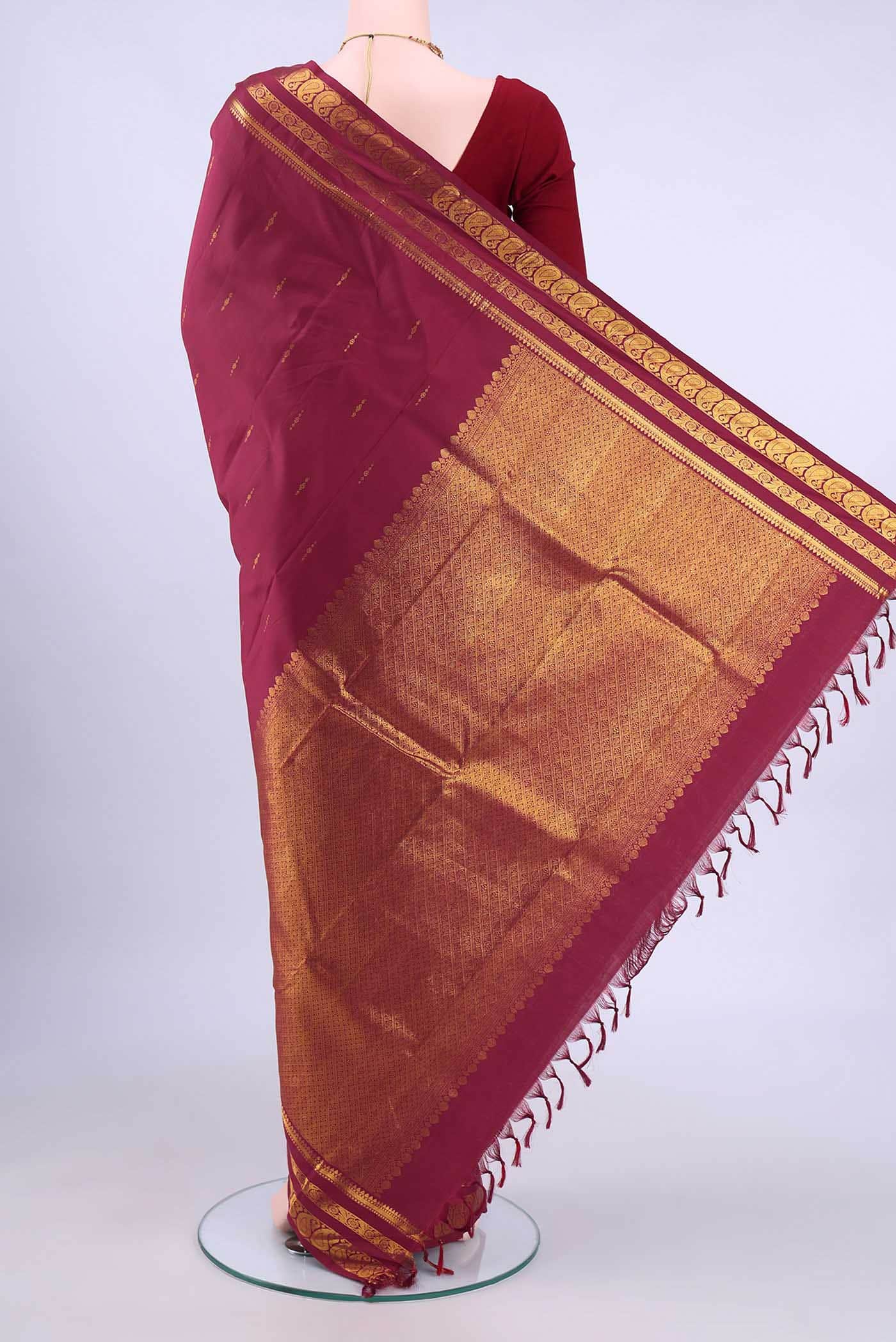 Maroon Kanchipuram Silk Saree