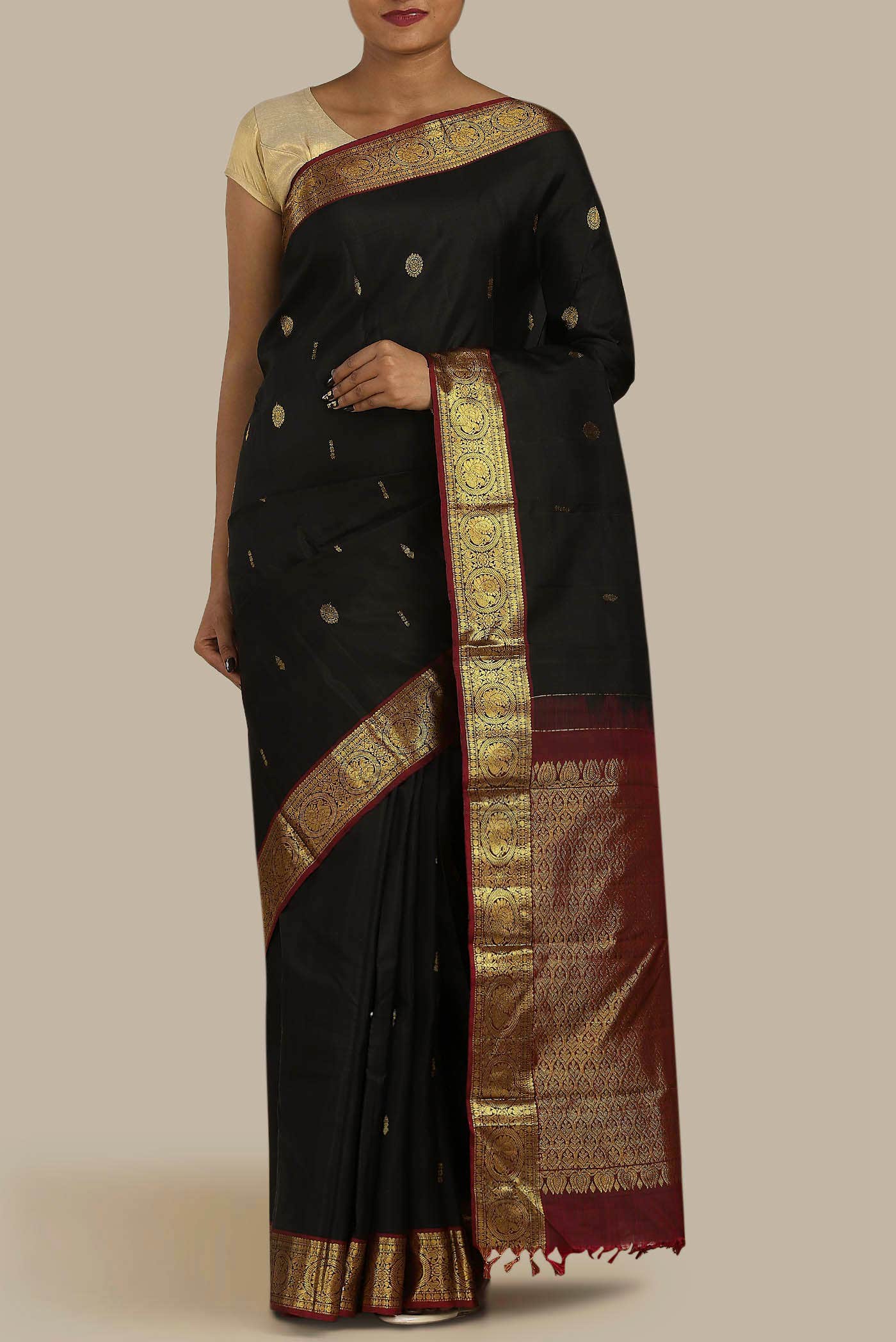 Black Kanchipuram Silk Saree