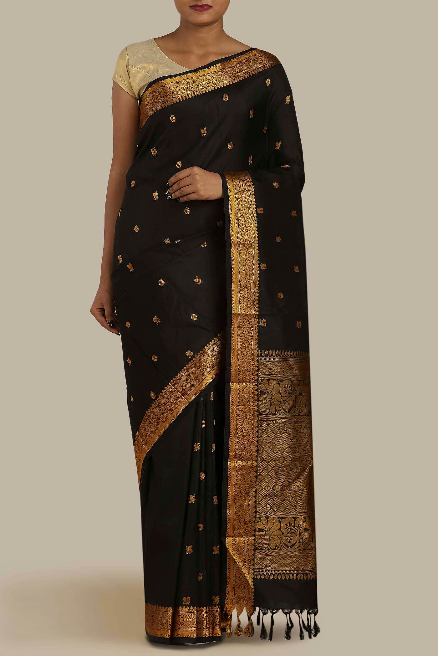 Black Kanchipuram Silk Saree