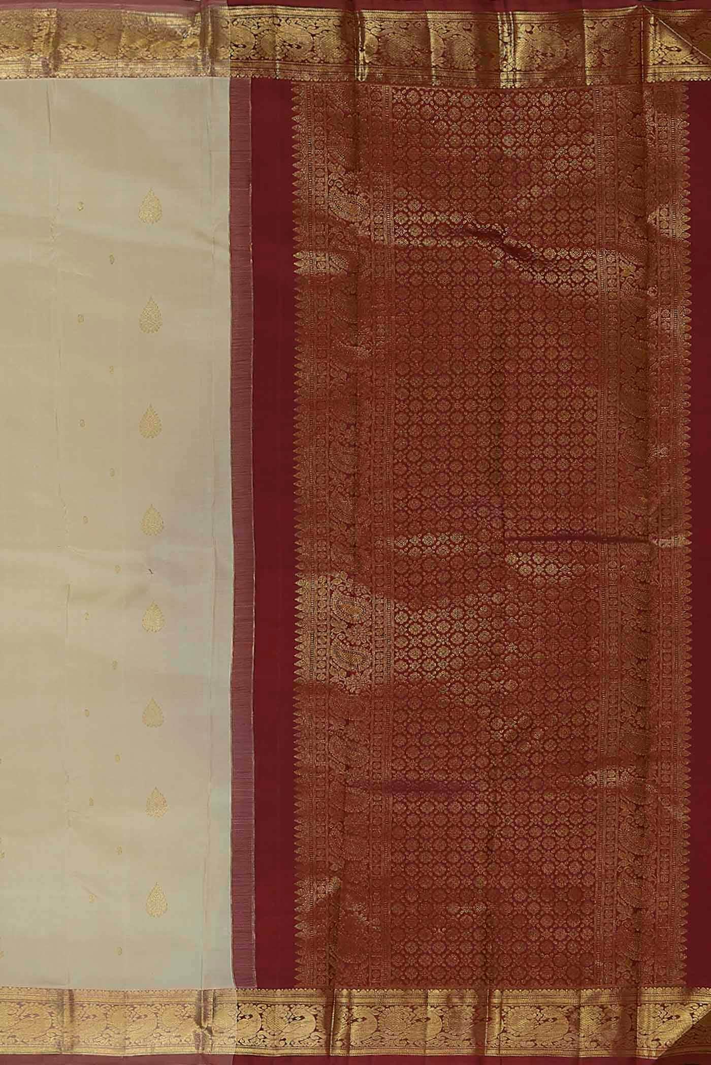 Cream Kanchipuram Silk Saree
