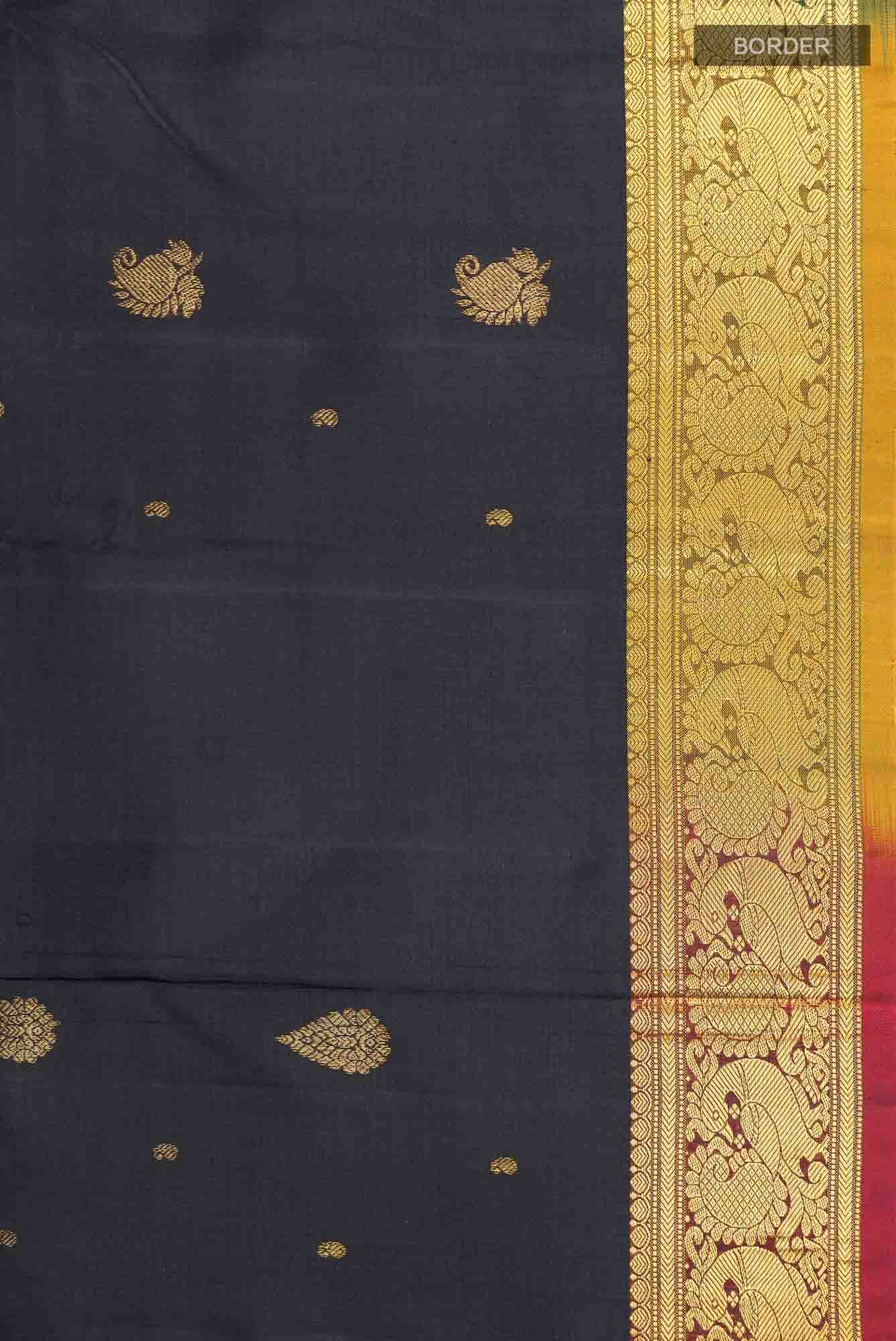 Pure Silk Pure Zari Black Kanchipuram Saree