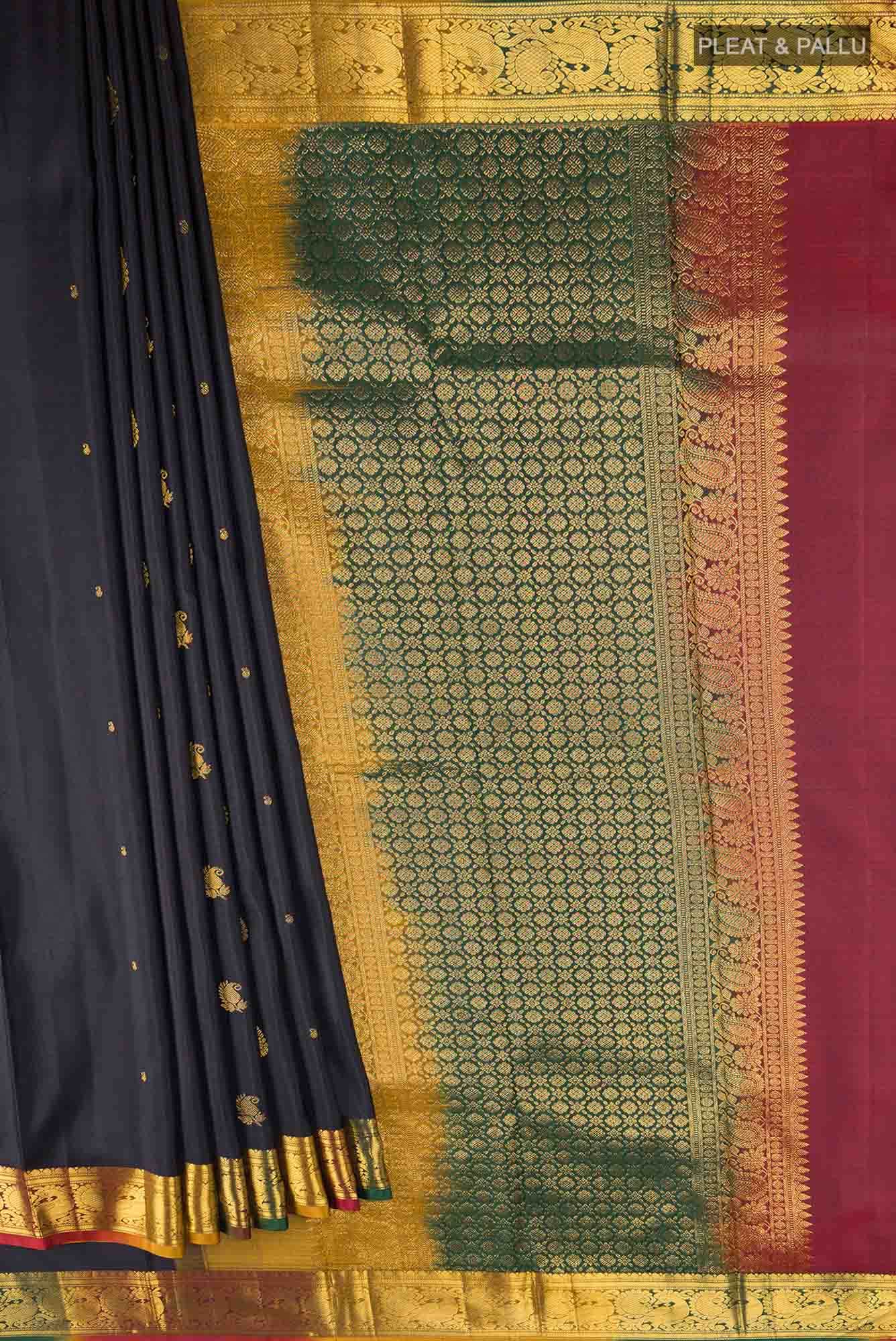 Pure Silk Pure Zari Black Kanchipuram Saree