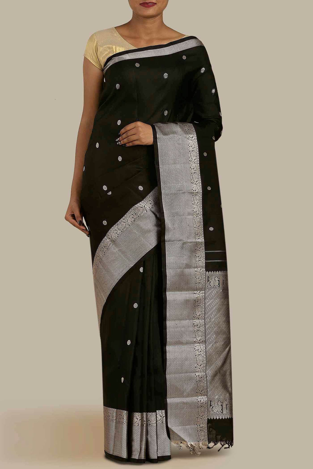 Black Kanchipuram Silk Saree